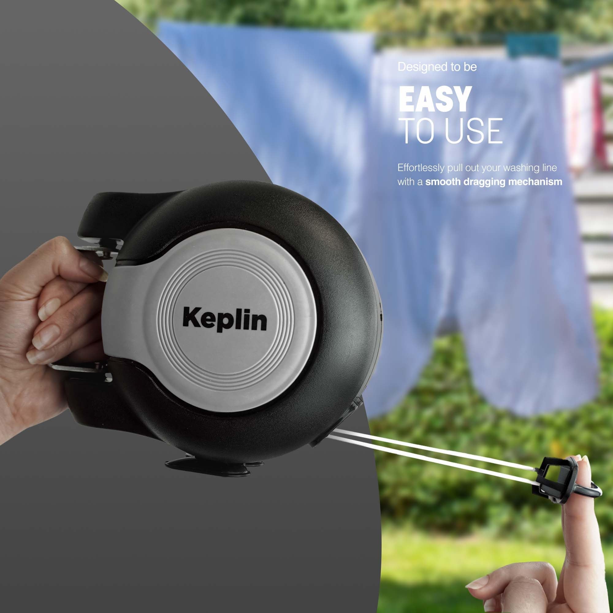 KEPLIN Retractable Washing Line - 30M Heavy-Duty Dual Clothesline | 15kg Capacity | Plastic 6