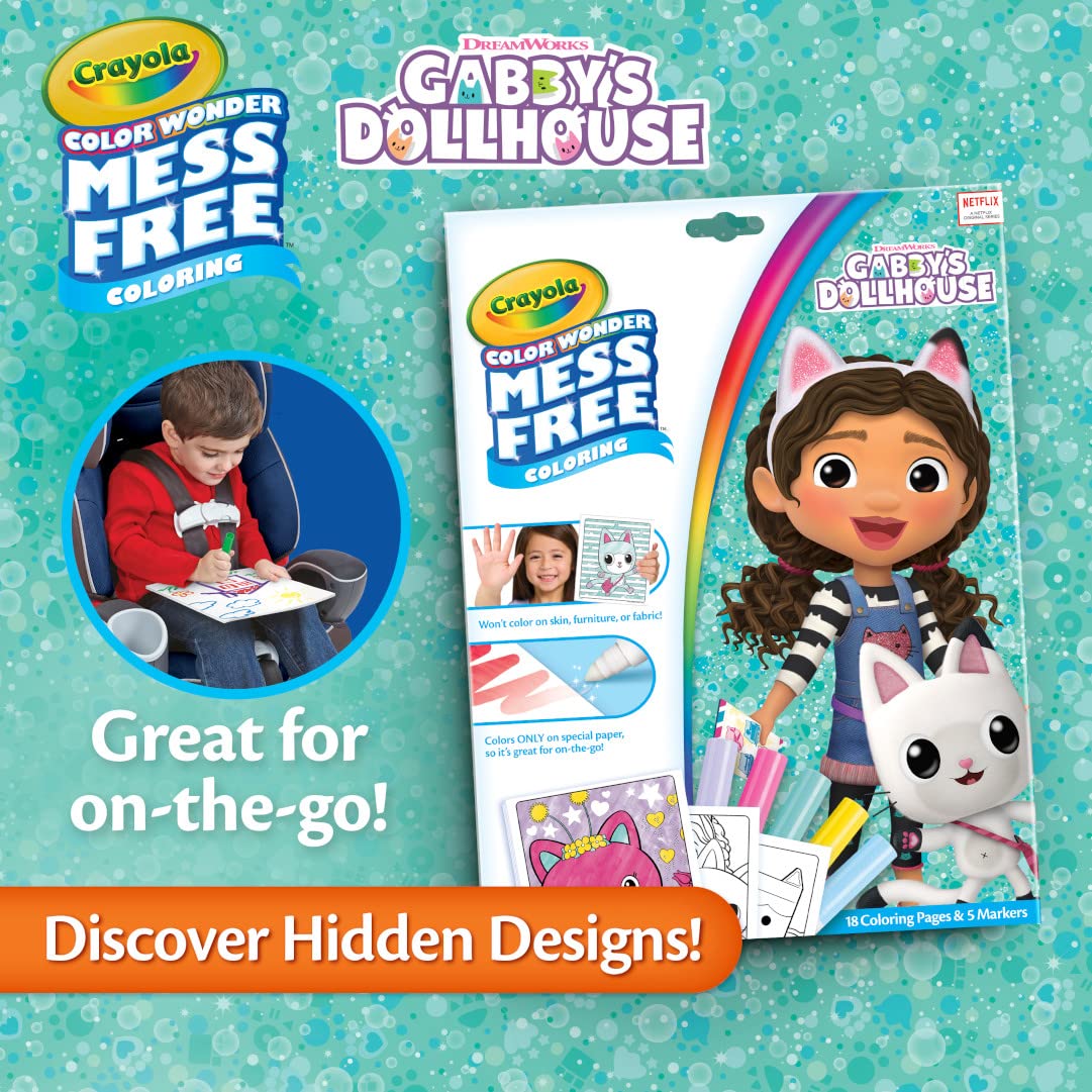 CRAYOLA Color Wonder - Gabby's Dollhouse Mess-Free Colouring Book | 18 Pages, 5 Markers 4