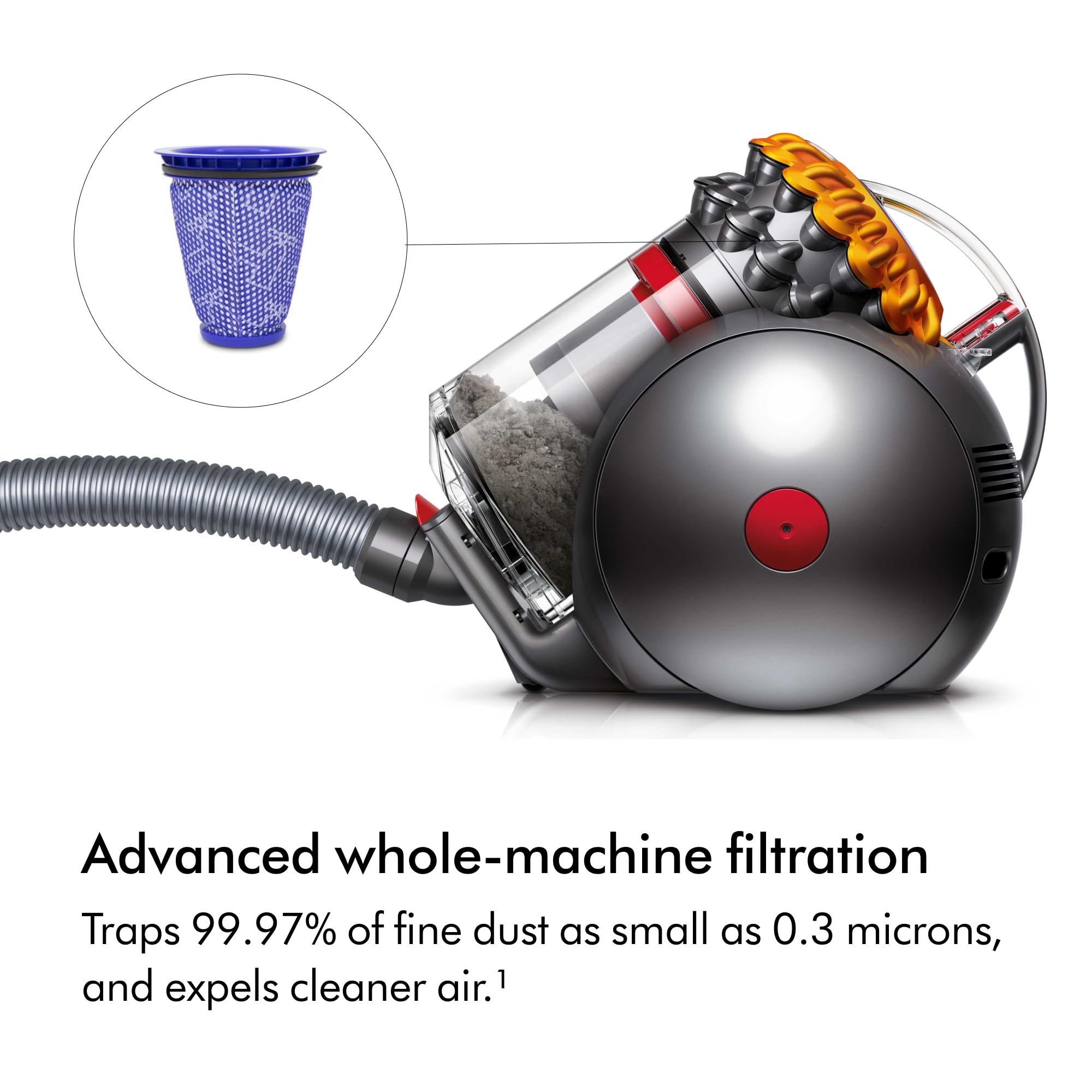 Dyson Big Ball Multifloor 2 Cylinder Vacuum - Bagless, Washable Filter, 600W Power | Yello / Iron 3