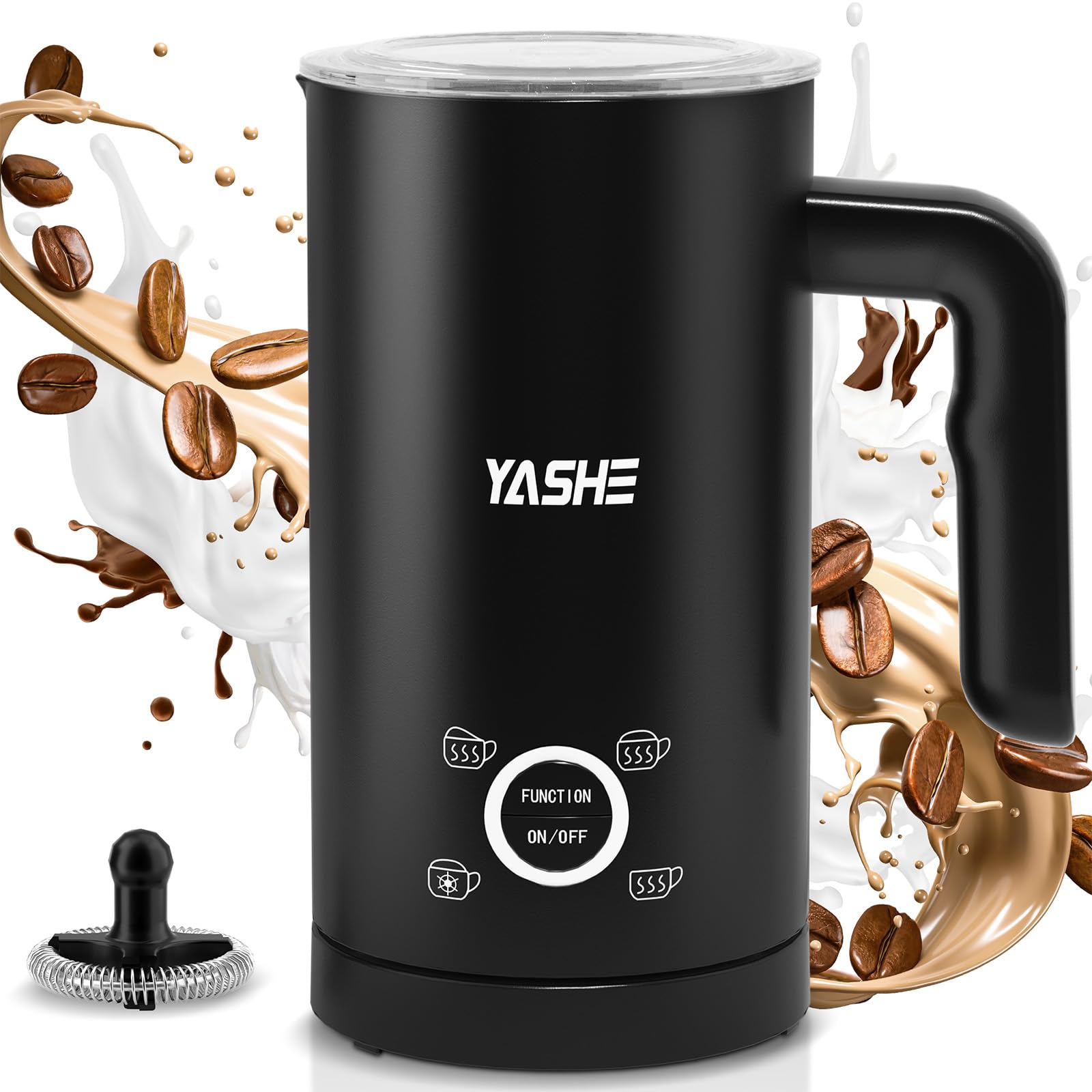 YASHE Electric Milk Frother - 4-in-1 Automatic Frother & Steamer | 10oz Capacity