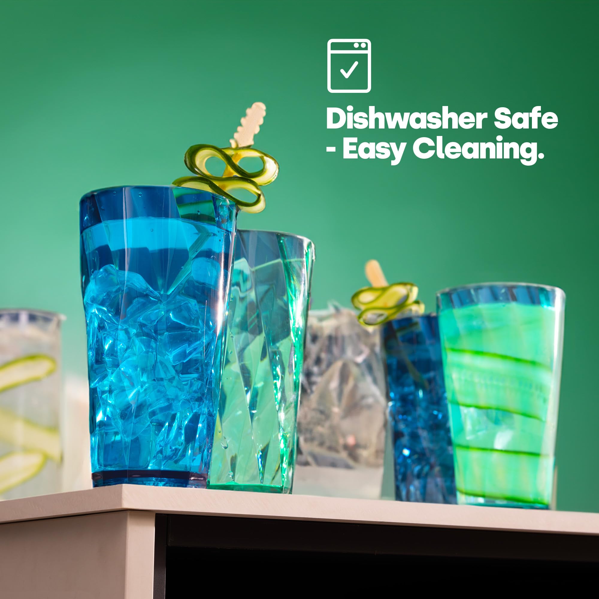 LIVIVO Acrylic Plastic Tumblers - Set of 6 Reusable Drinking Glasses, 16 oz Capacity 5