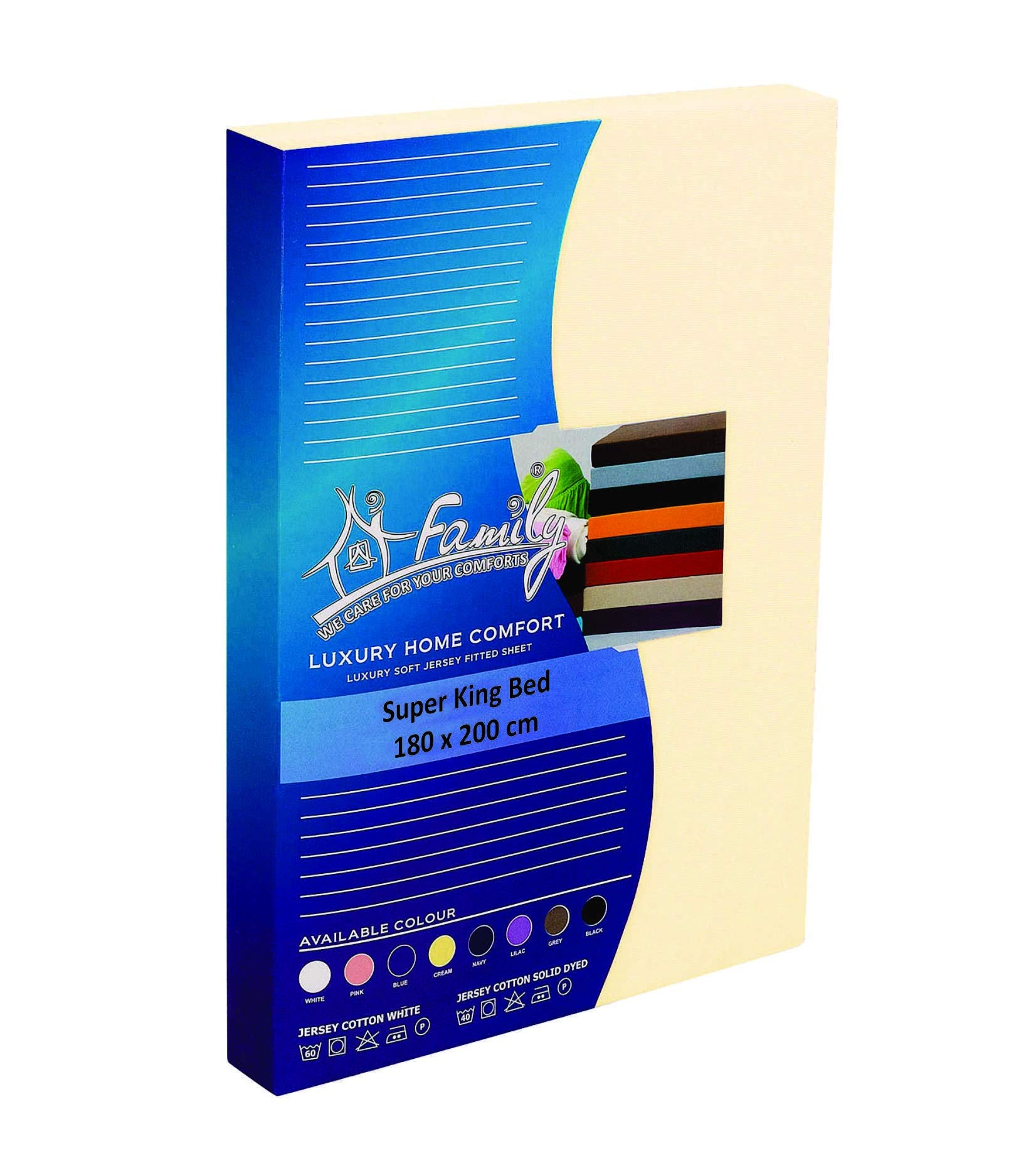 Family Bedding Jersey Cotton Fitted Sheet - Super King | 180x200 + 30cm Deep Pocket | Cream 2
