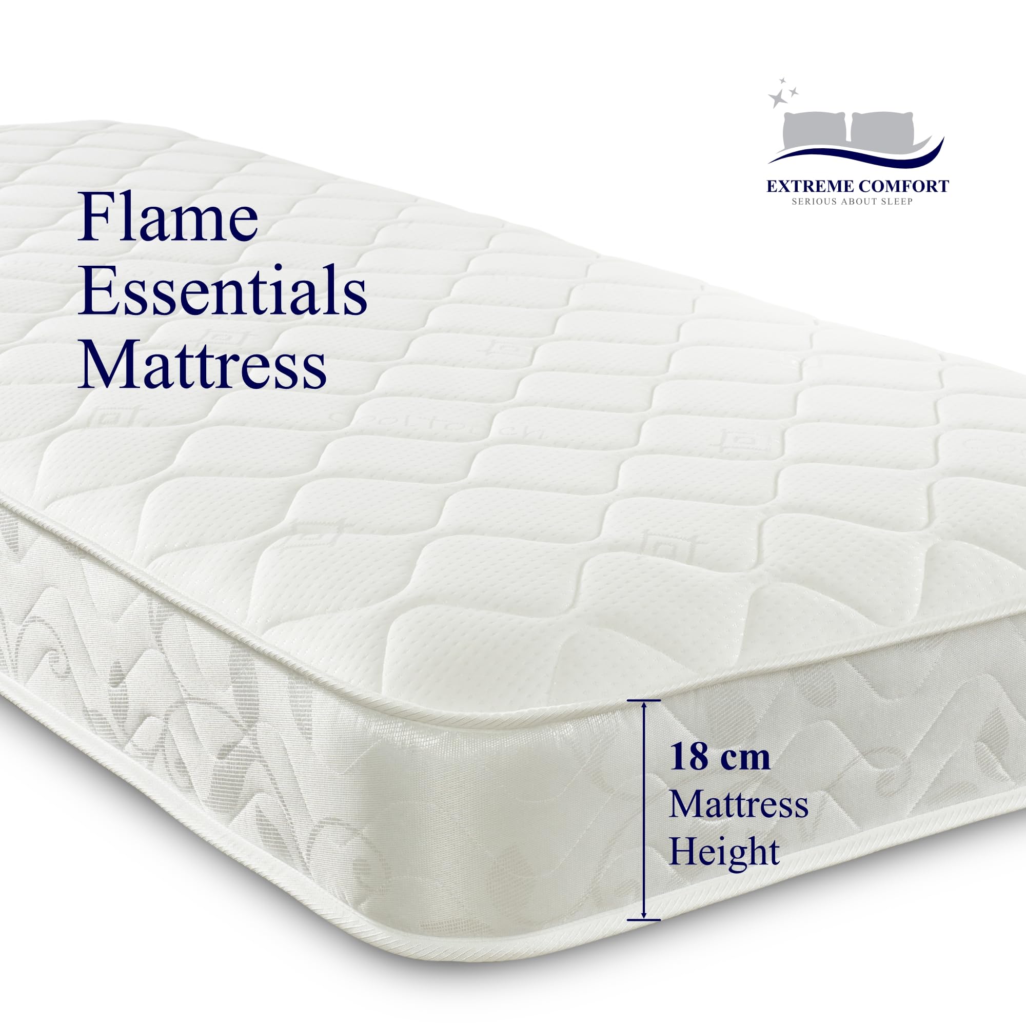 eXtreme comfort ltd Flame Essentials Double Mattress - 135 x 190cm | 18cm Deep | Foam Free Bonnell Spring 4