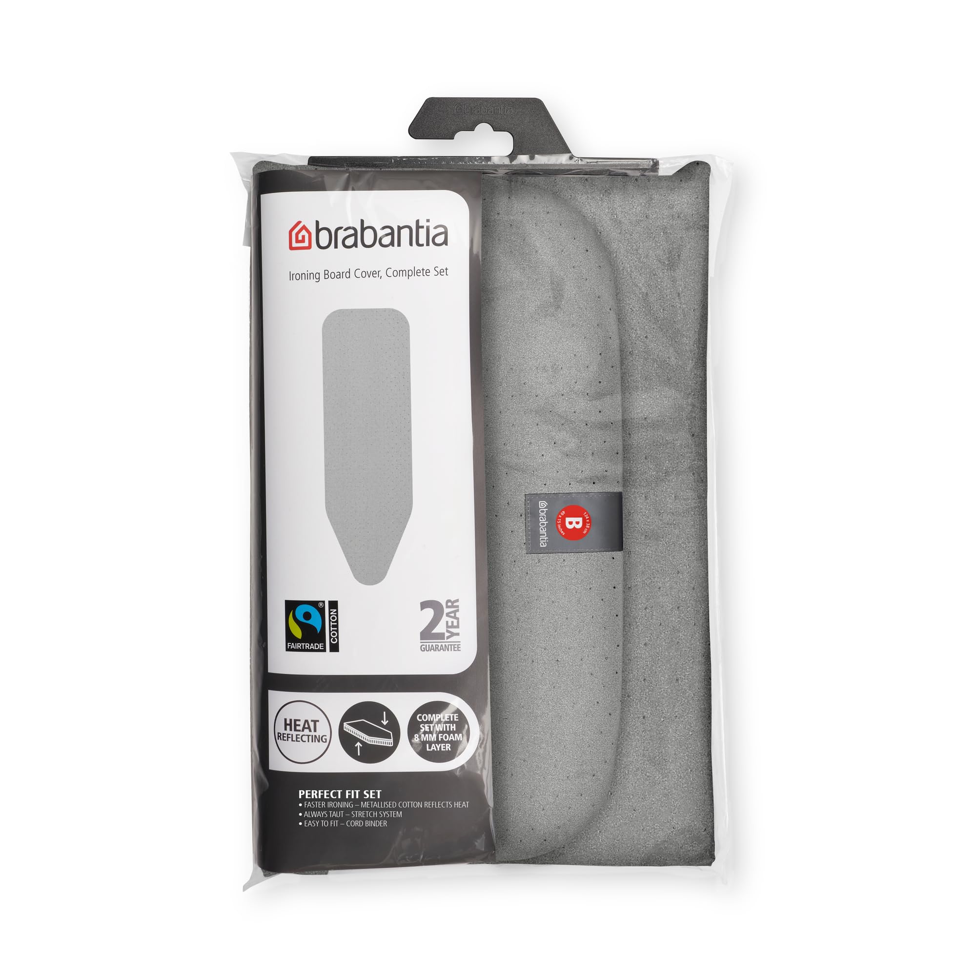 Brabantia Ironing Board Cover B - Metallised | 100% Cotton with 8mm Foam Padding | 124x38 cm 2