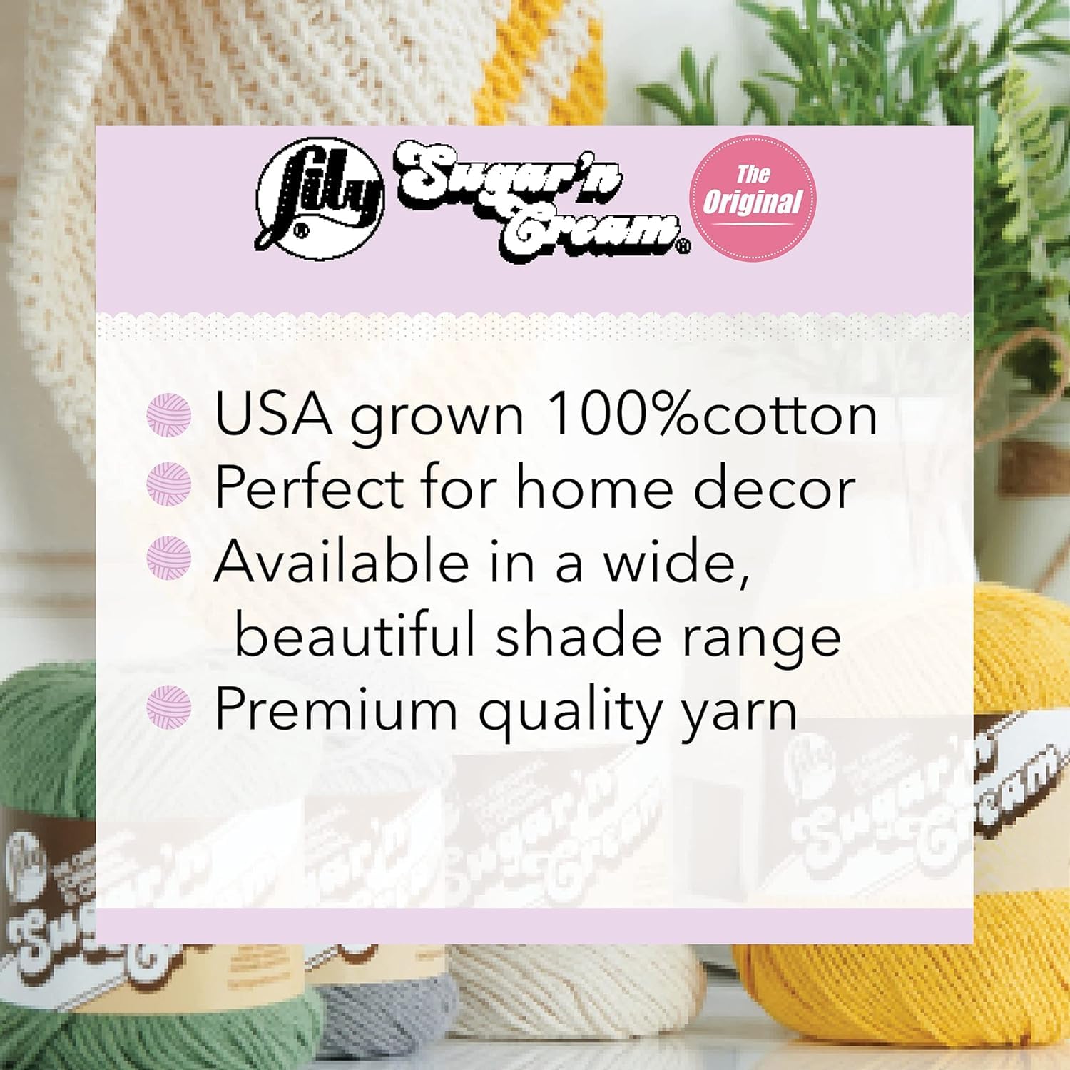 LILY Sugar 'N Cream Yarn - 100% USA Grown Cotton | Worsted Weight | Sage Green | 70.9g 8