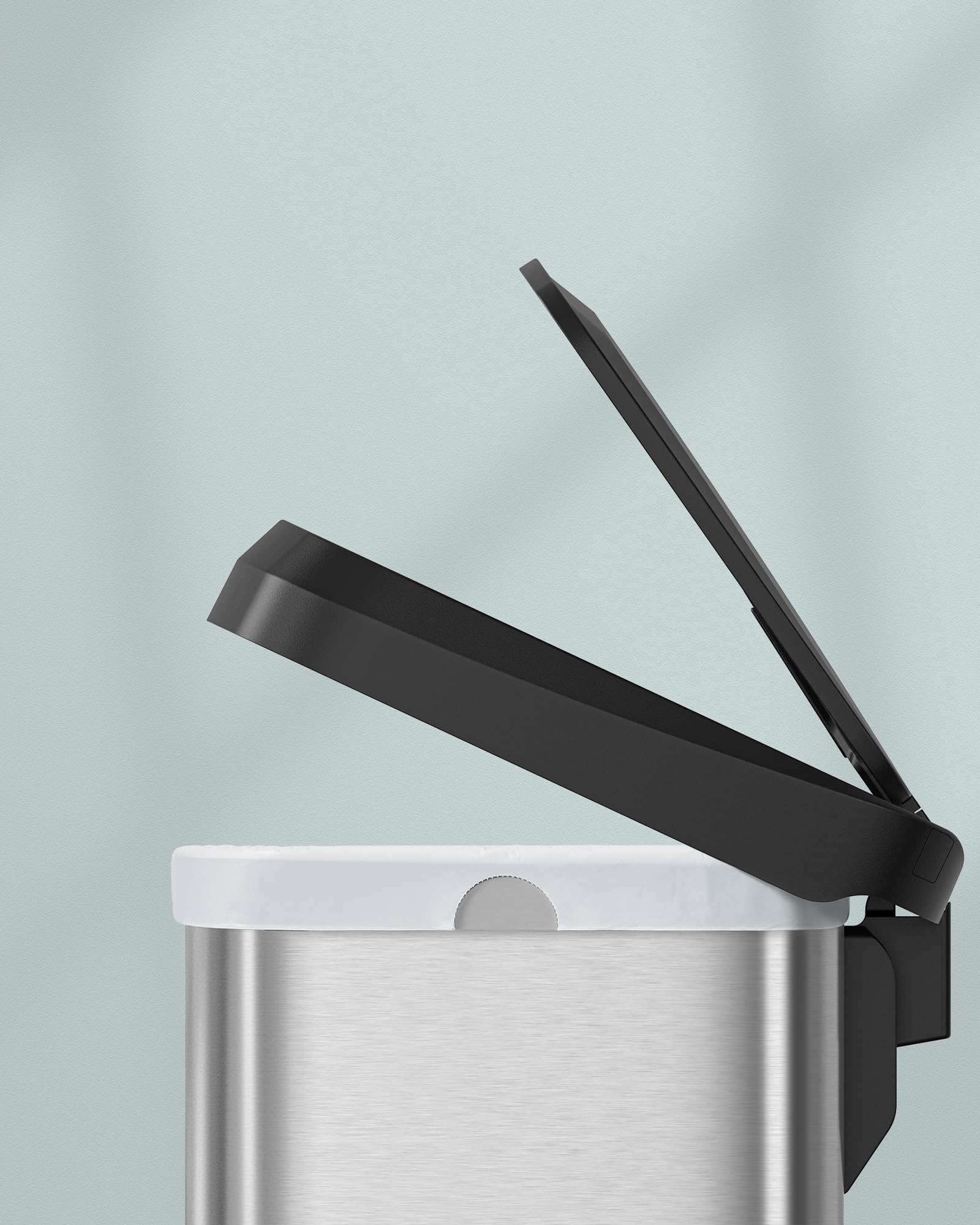 SONGMICS Kitchen Bin - 68L Capacity | Steel Pedal Bin | Silver + Black 8