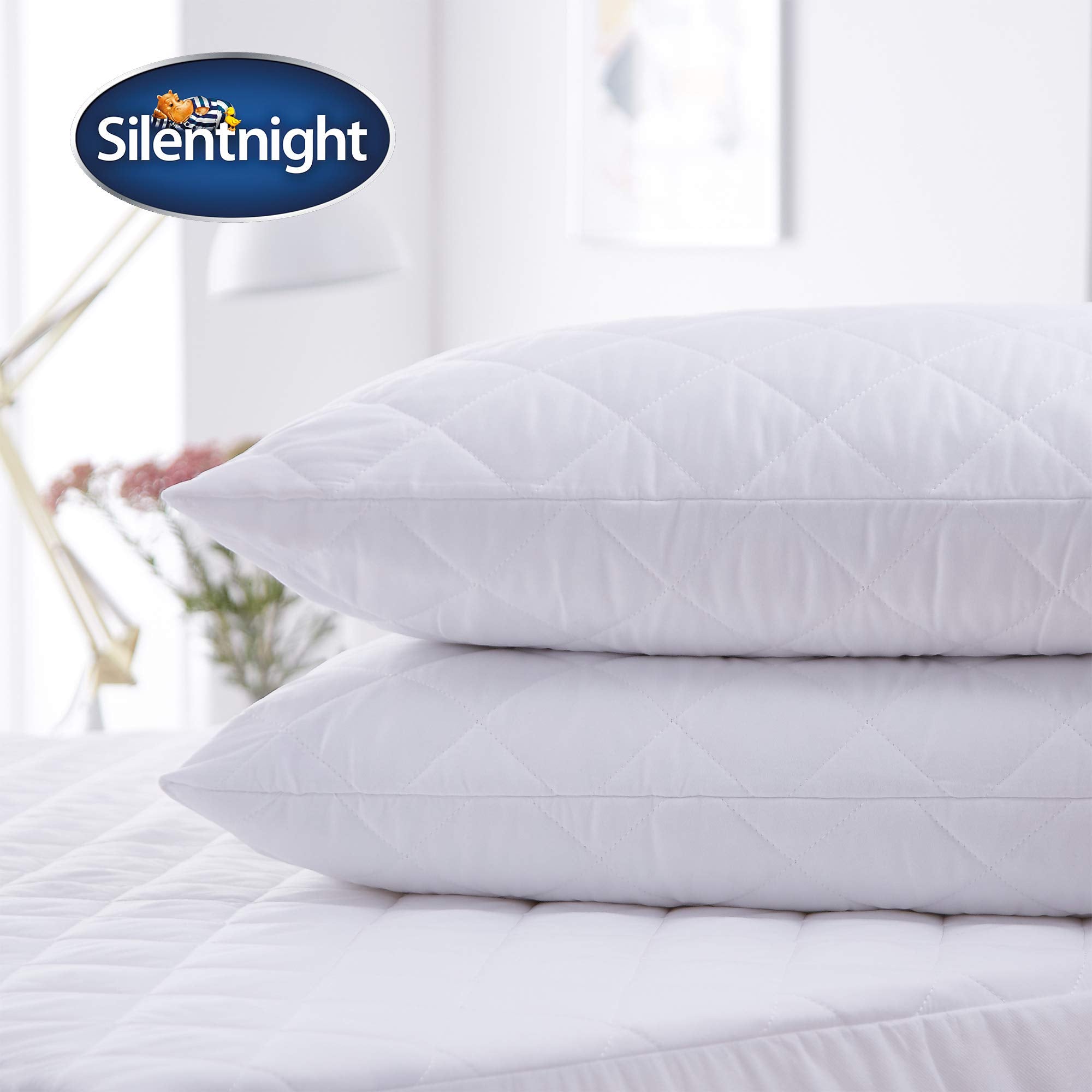 Silentnight Supersoft Quilted Waterproof Pillow Protector - Microfibre, White | Pack of 2 2