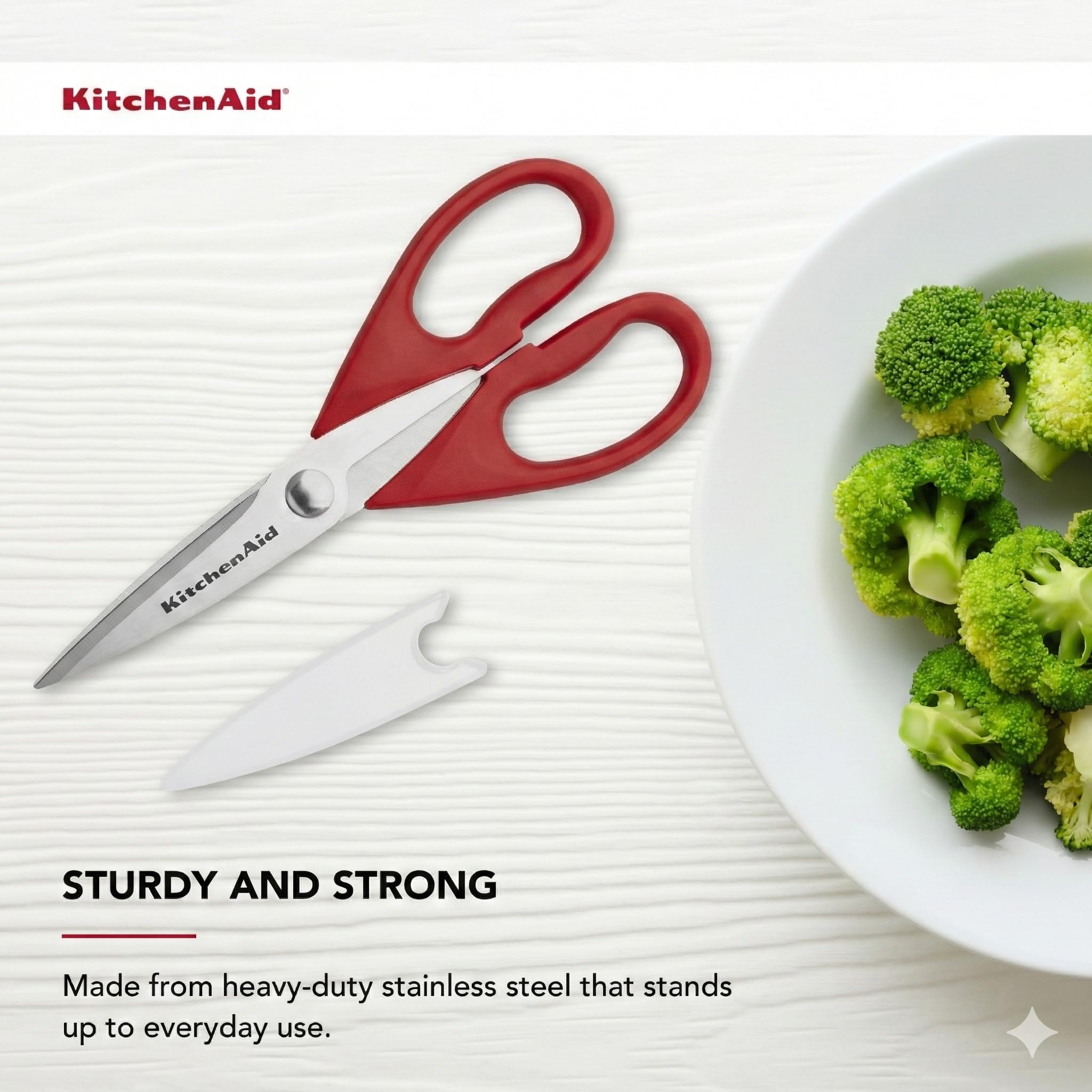 KitchenAid All Purpose Shears KE351OHERA - Stainless Steel Blades | Comfort Grip Handle | Red/Black 5
