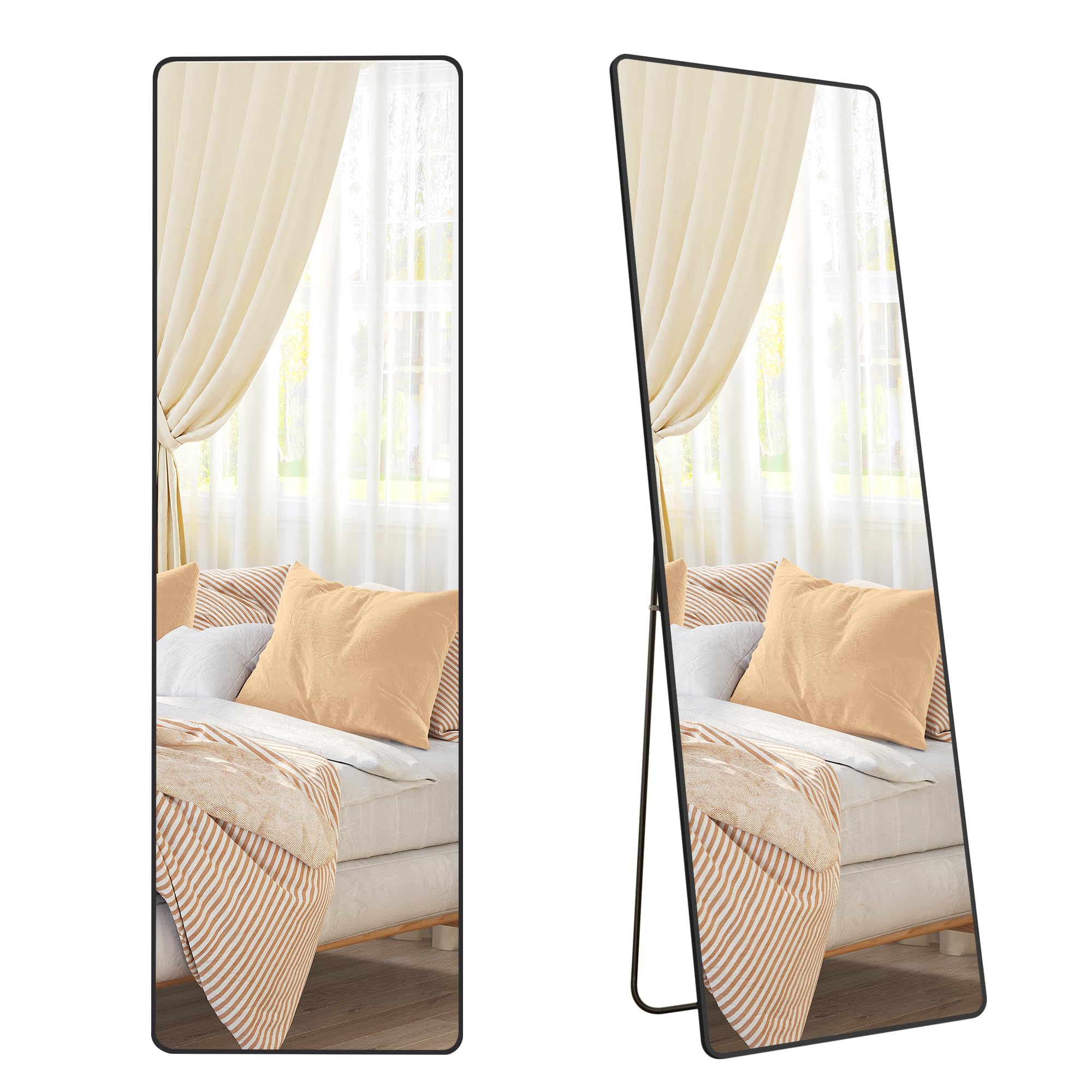 SONGMICS Full Length Floor Mirror - 160 x 50 cm Rectangle | Ink Black | Tempered Glass 1