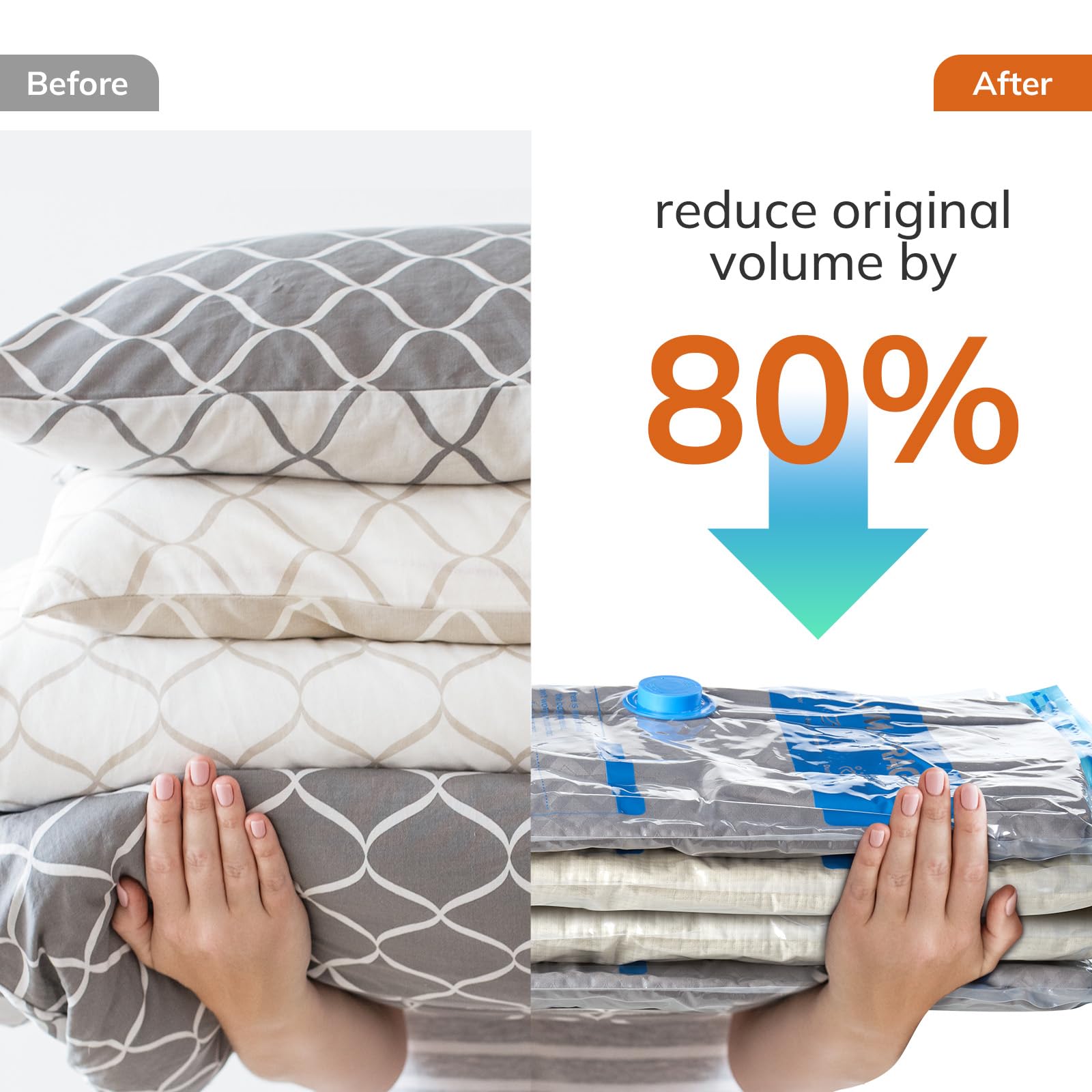 MONVANE Vacuum Compression Storage Bags - 12 Pack Reusable Space Saver for Travel & Home | PA+PE Blue 4