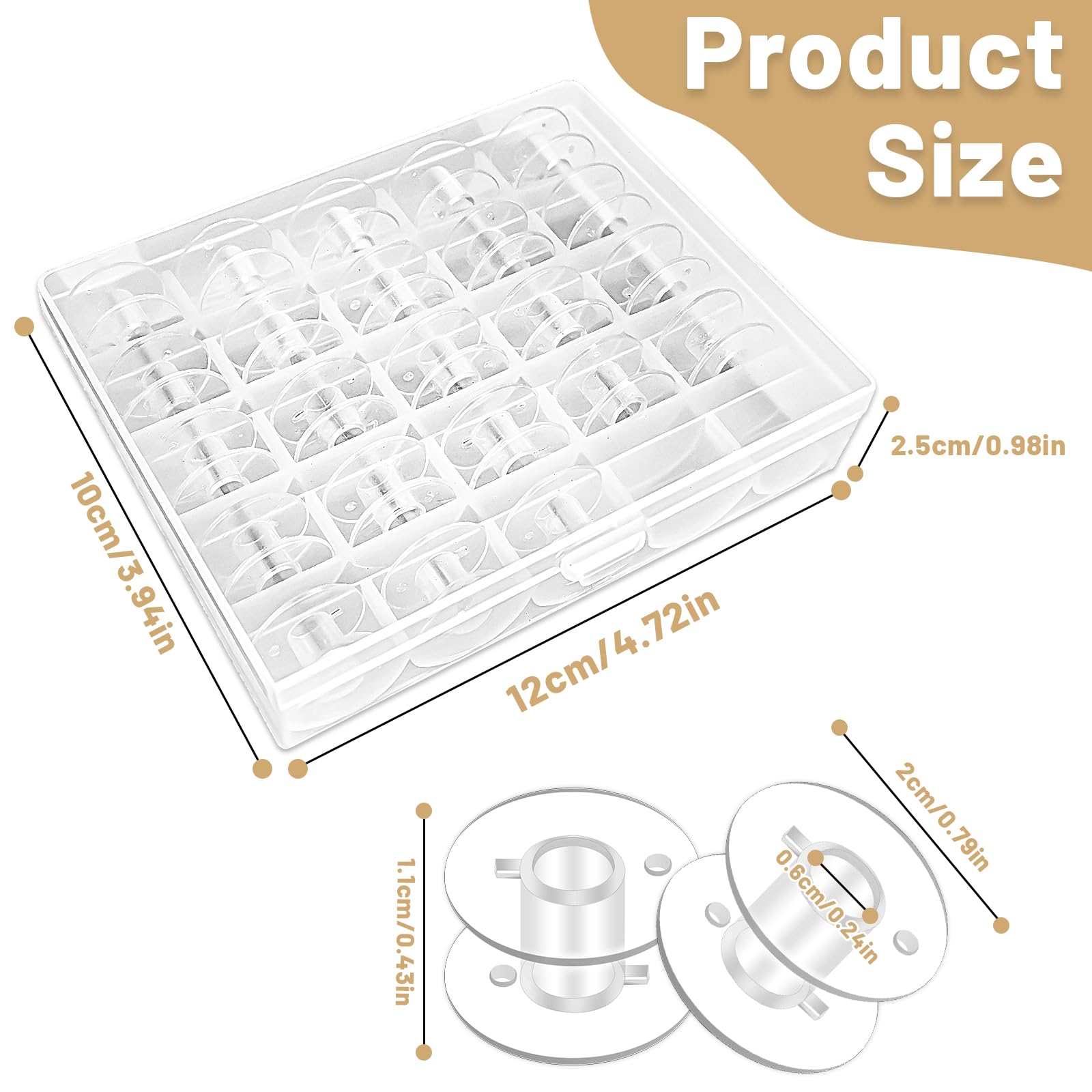 MOXYOY 25PCS Sewing Machine Bobbins - Clear Plastic, Universal Fit | Includes Storage Box 5
