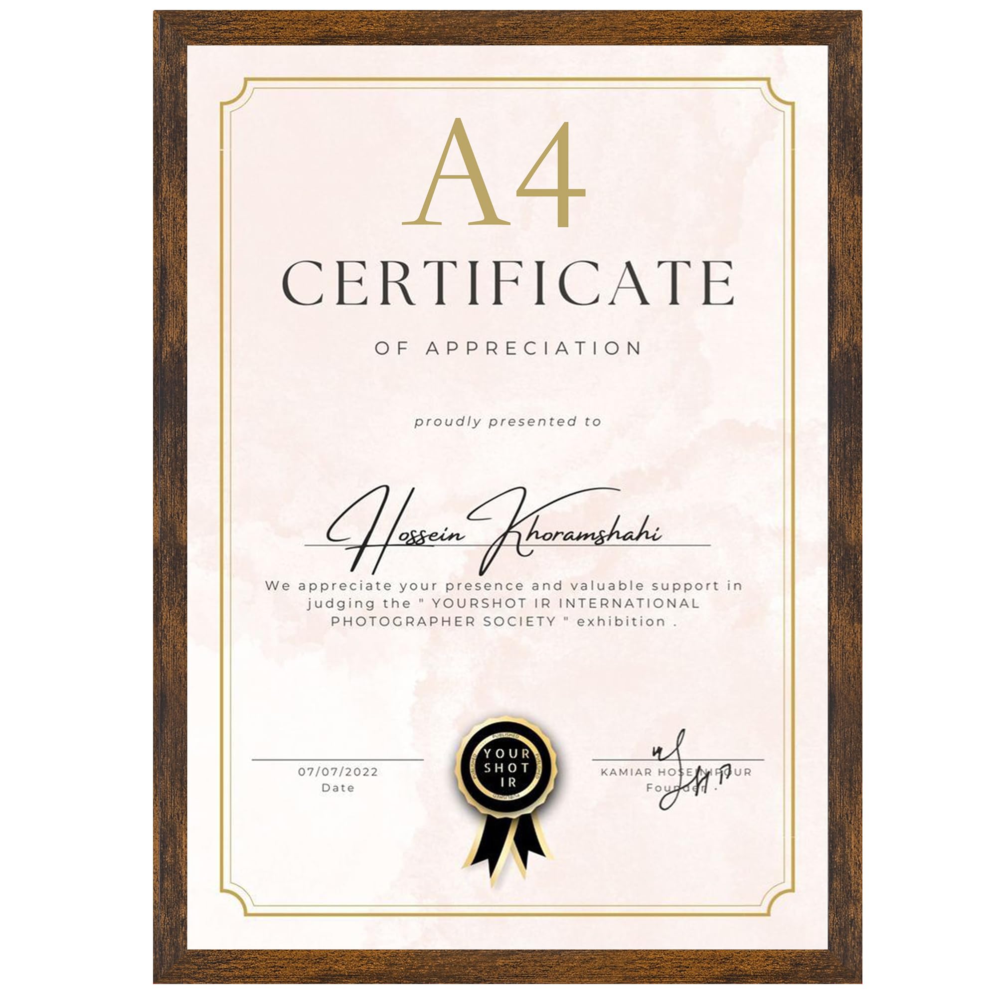 Ditwis A4 Picture Frame Brown for Certificates, Documents, Artwork, and Photos | Wall or Tabletop Display 1