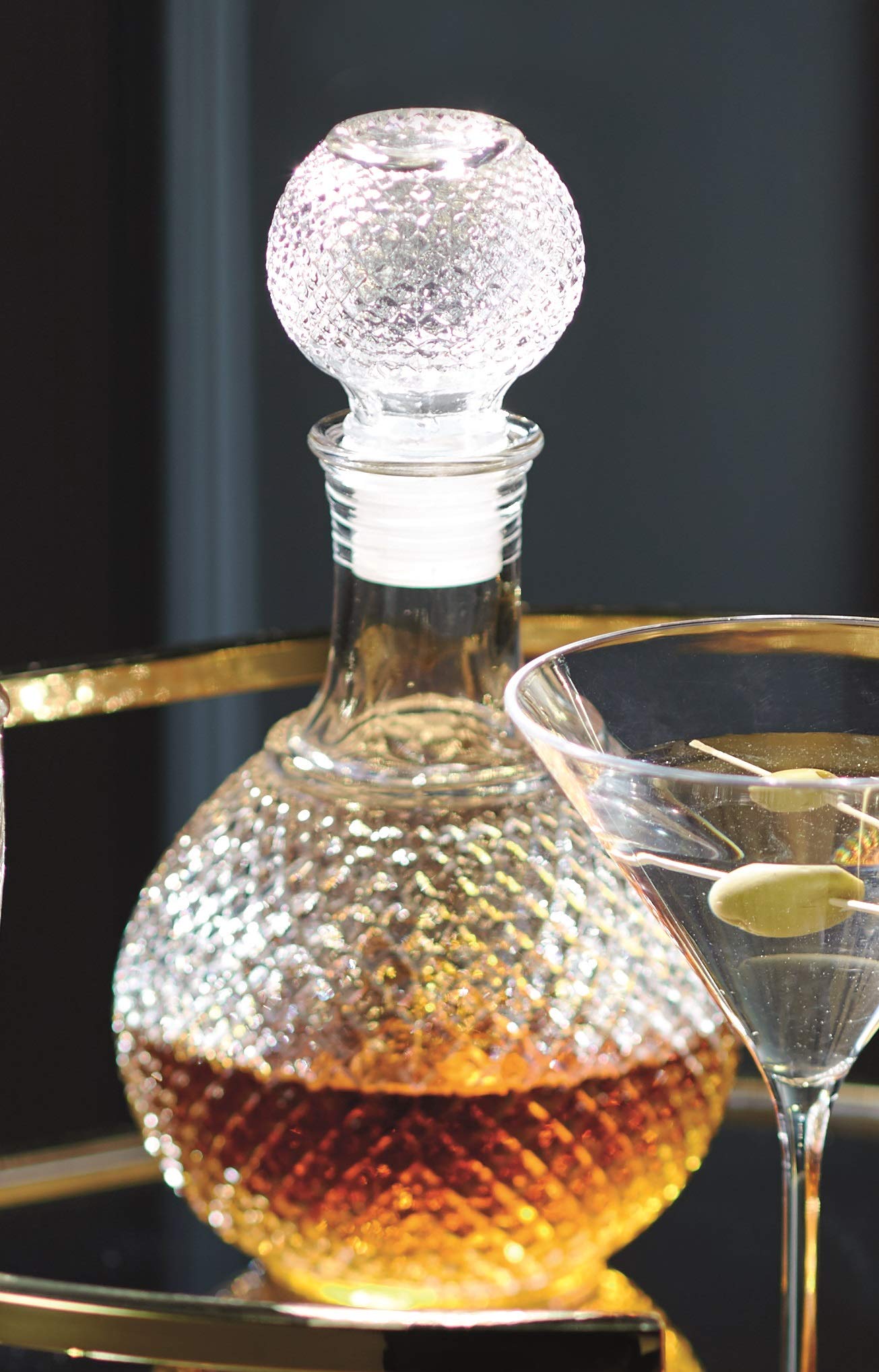 BarCraft Cut Glass Liquor Decanter - 1 Litre Capacity | Airtight Silicone Seal | Crystal Glass 4