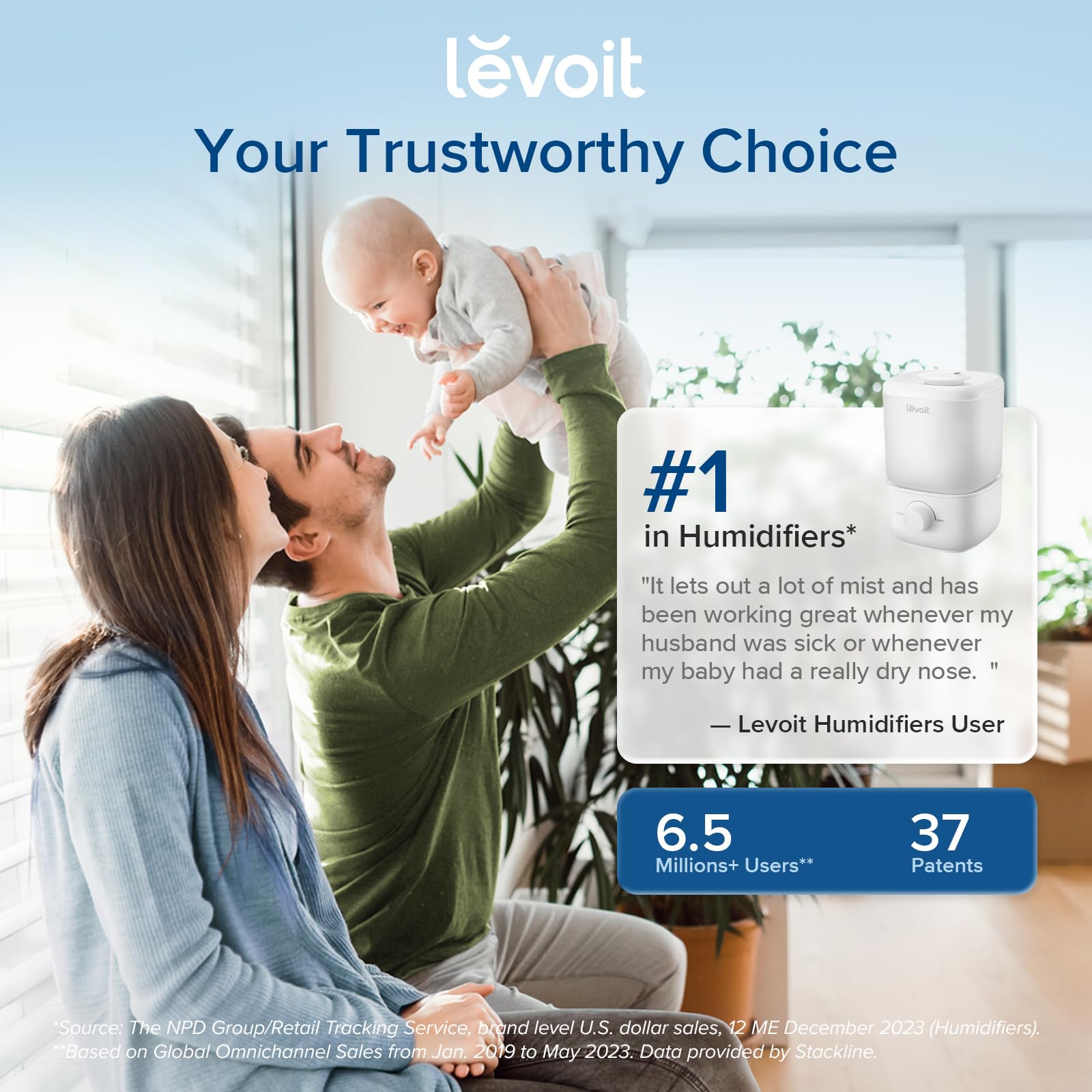 Levoit Classic 160 Cool Mist Humidifier - Ultra-Quiet 23dB | 2.5L Capacity | Easy Top-Fill 6