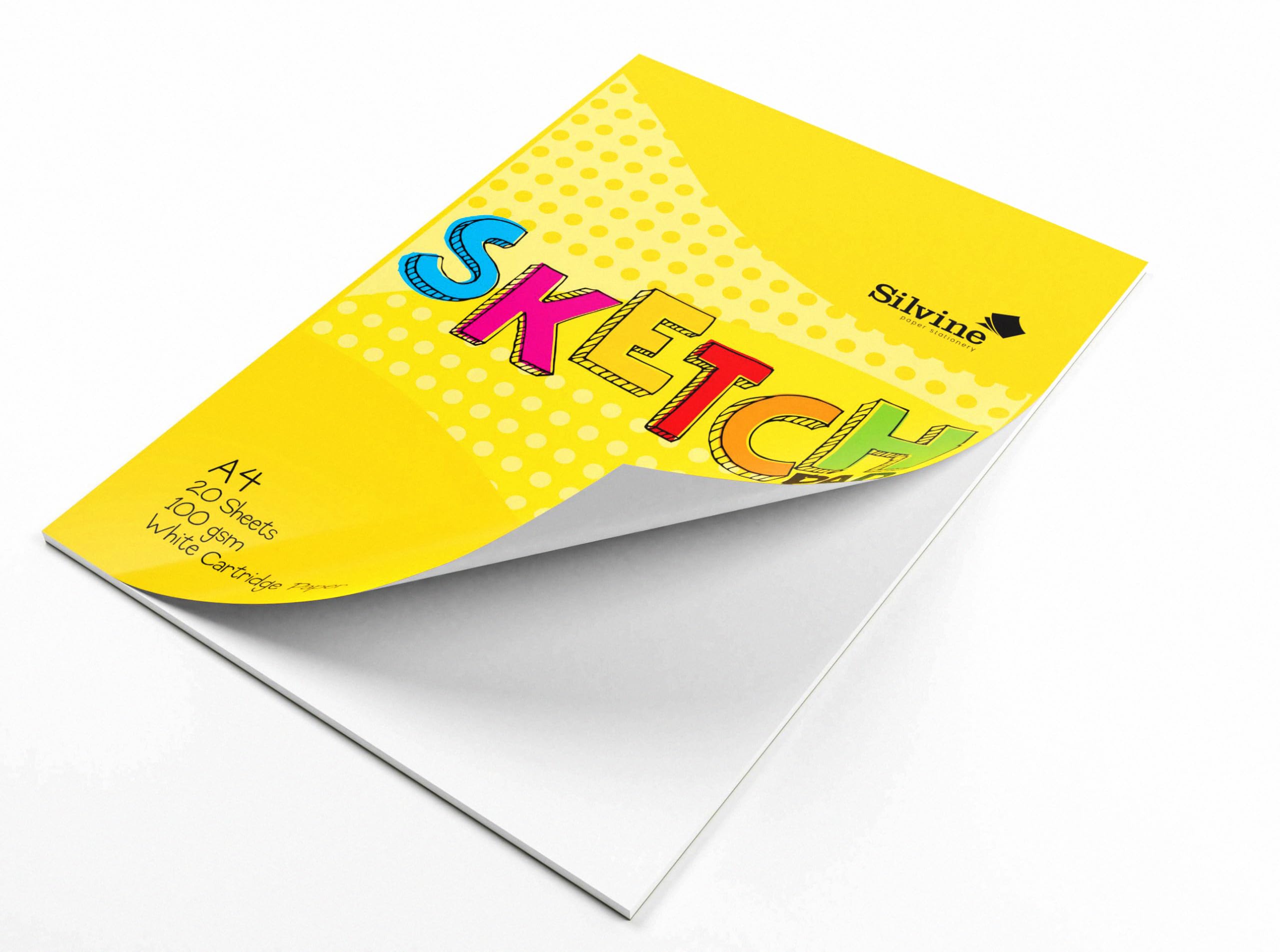 Silvine A4 Sketch Pad - 20 Sheets 100gsm Smooth White Cartridge Paper | Glue Bound 3
