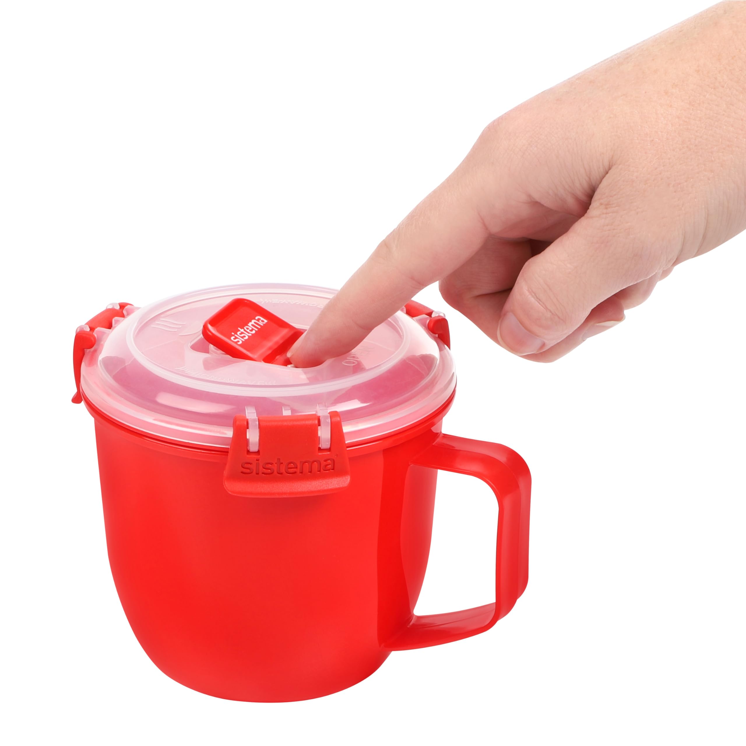 Sistema Microwave Soup Mug - 565 ml Capacity | Splatter-Free Heating | Red Plastic | 1 Count 3