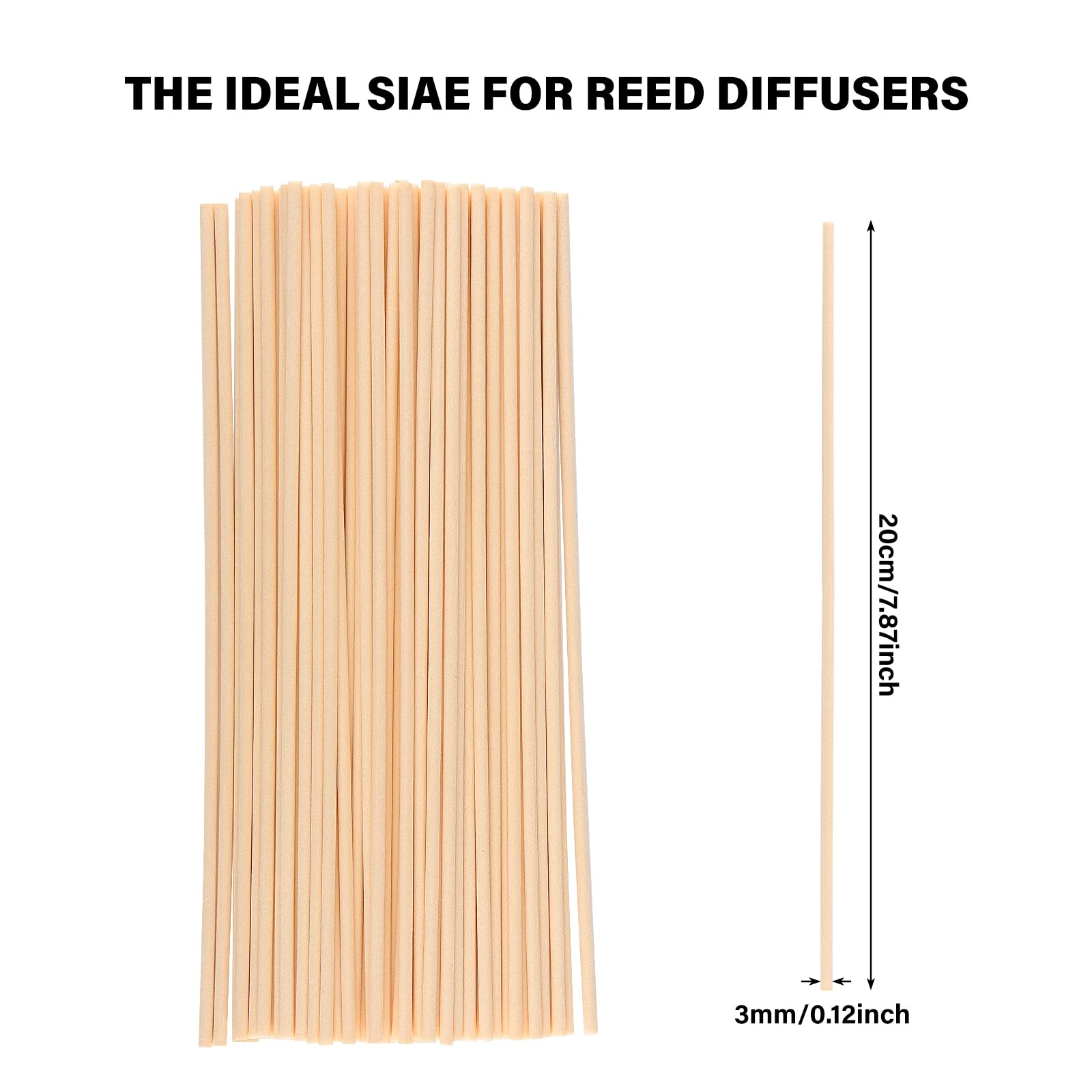 Admygo Reed Diffuser Sticks - 100 Pack Natural & Black Rattan Reeds | 7.8 Inch Replacement Sticks