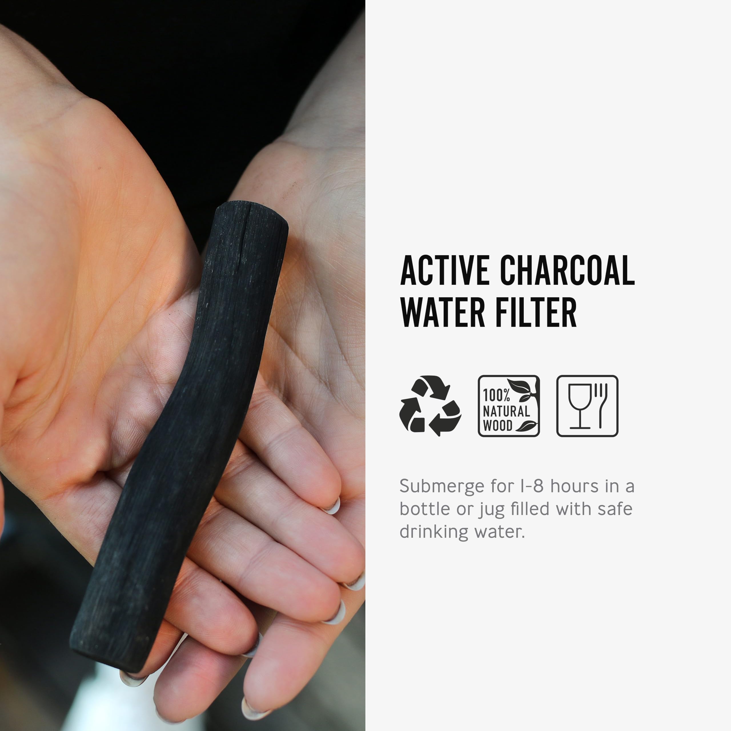 BLACK + BLUM Charcoal Water Filter Stick - Natural Binchotan Filter | Lasts 6 Months | Fits Any Bottle 3