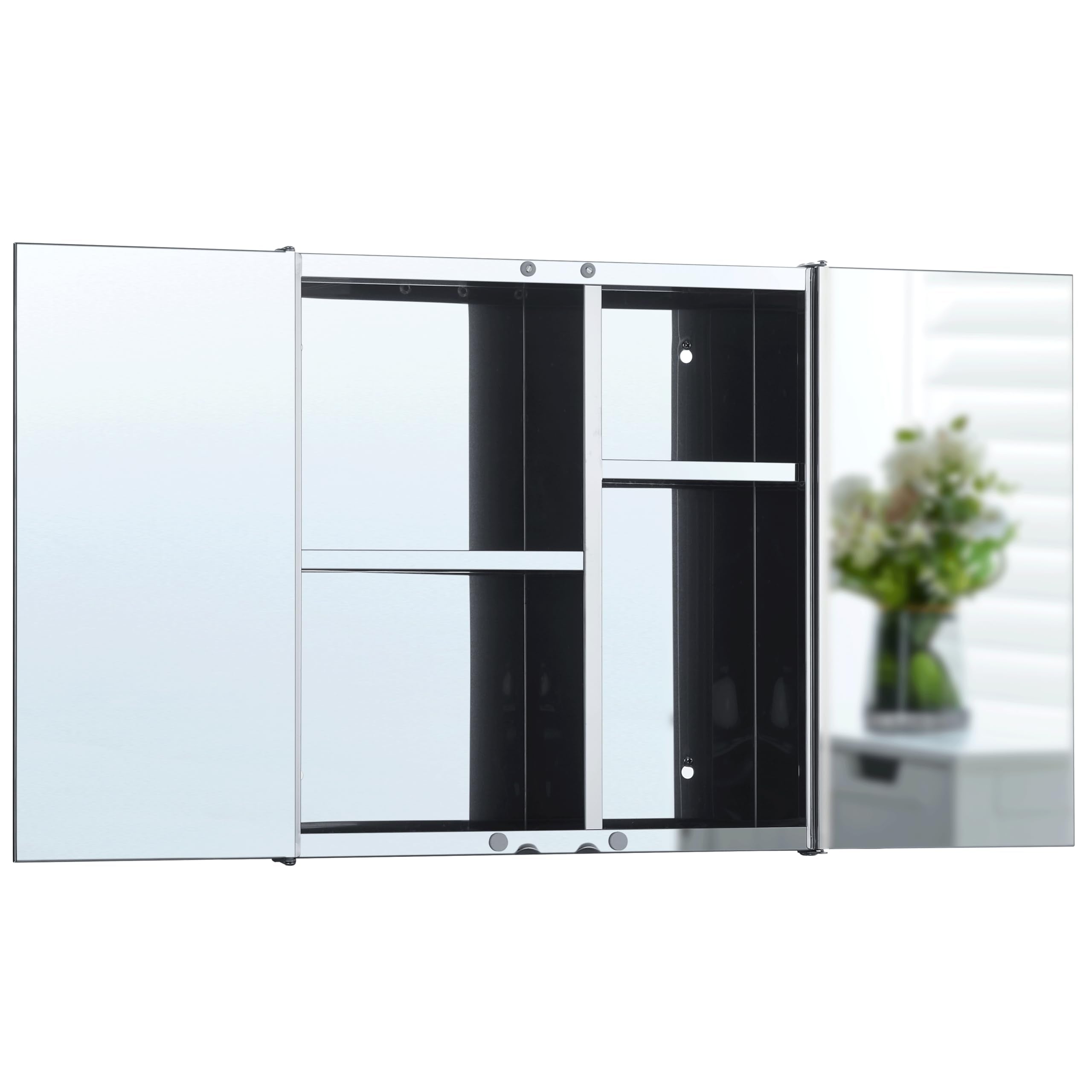 Bath Vida Tiano Double-Mirror Wall Cabinet - Stainless Steel & Glass | W 45 x D 9 cm | Max Load 15 kg 8