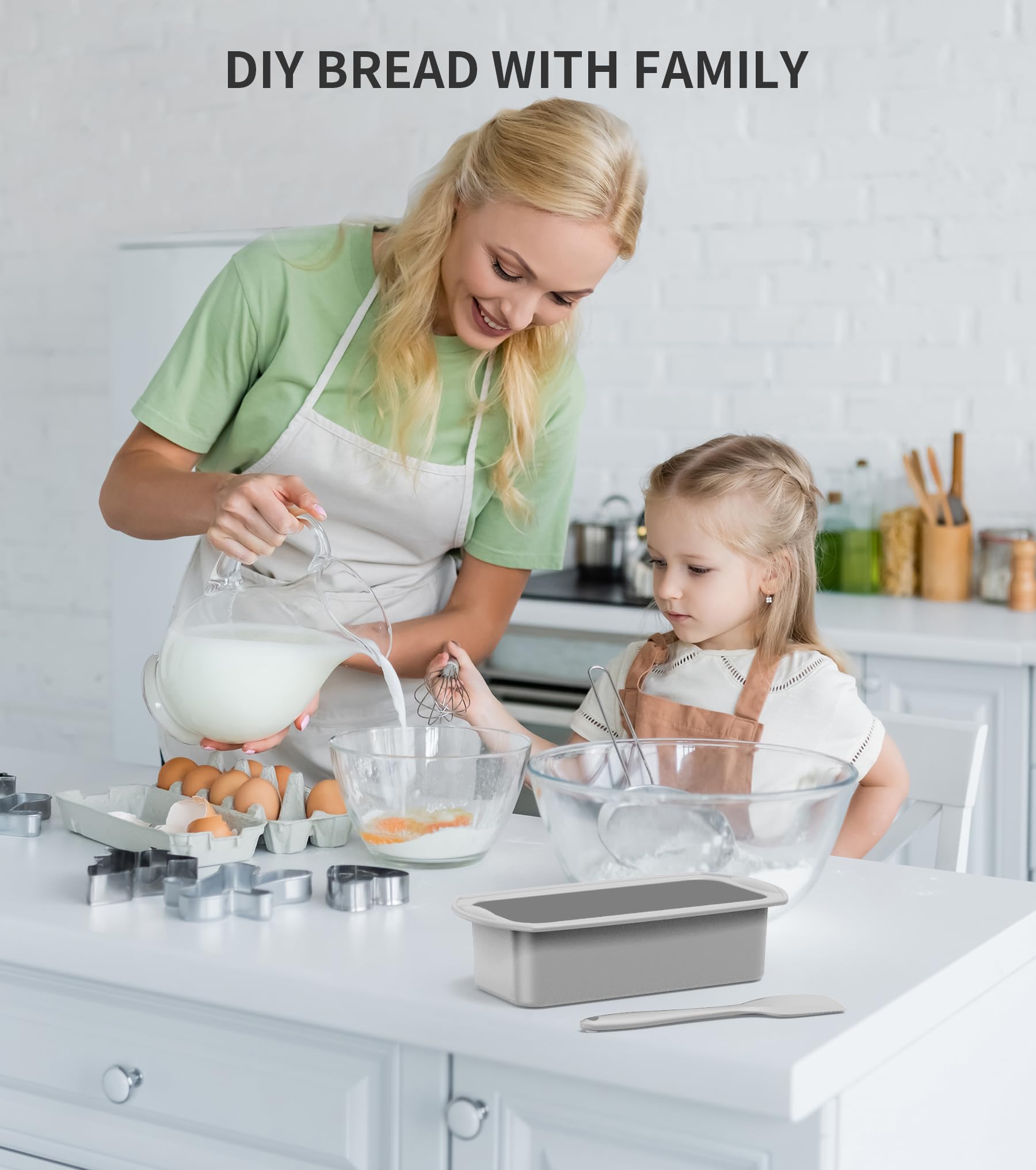 Ankway Silicone Loaf Tin with Dough Scraper, 2 Pack Non-Stick Bread Pans, Gray | Oven & Freezer Safe 5