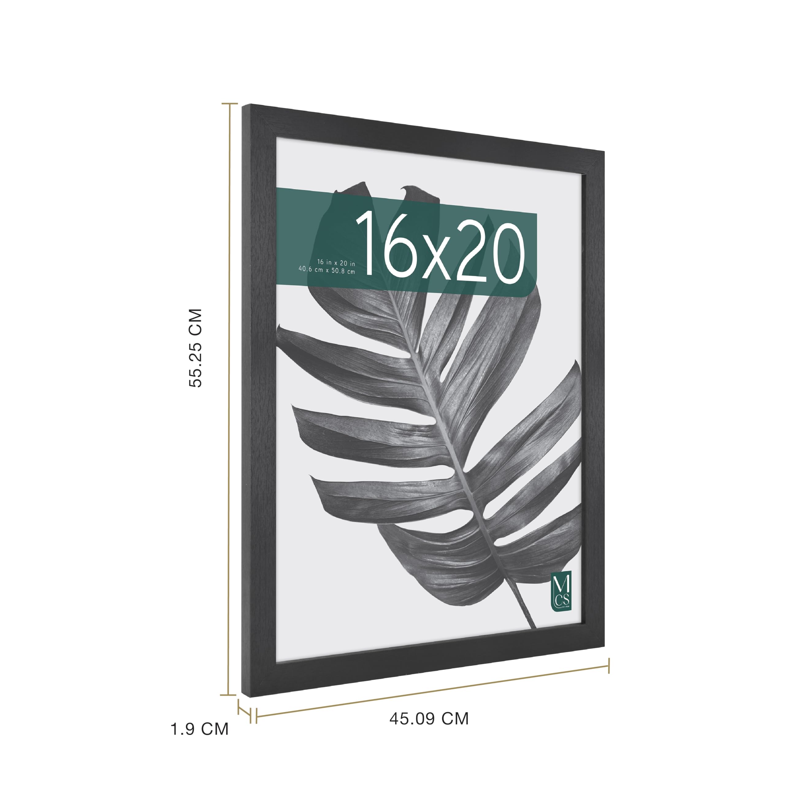 MCS Studio Gallery 16x20 in (41x51 cm) Black Woodgrain Poster Frame | MDF Wood | Shatter Resistant Plexiglass 4