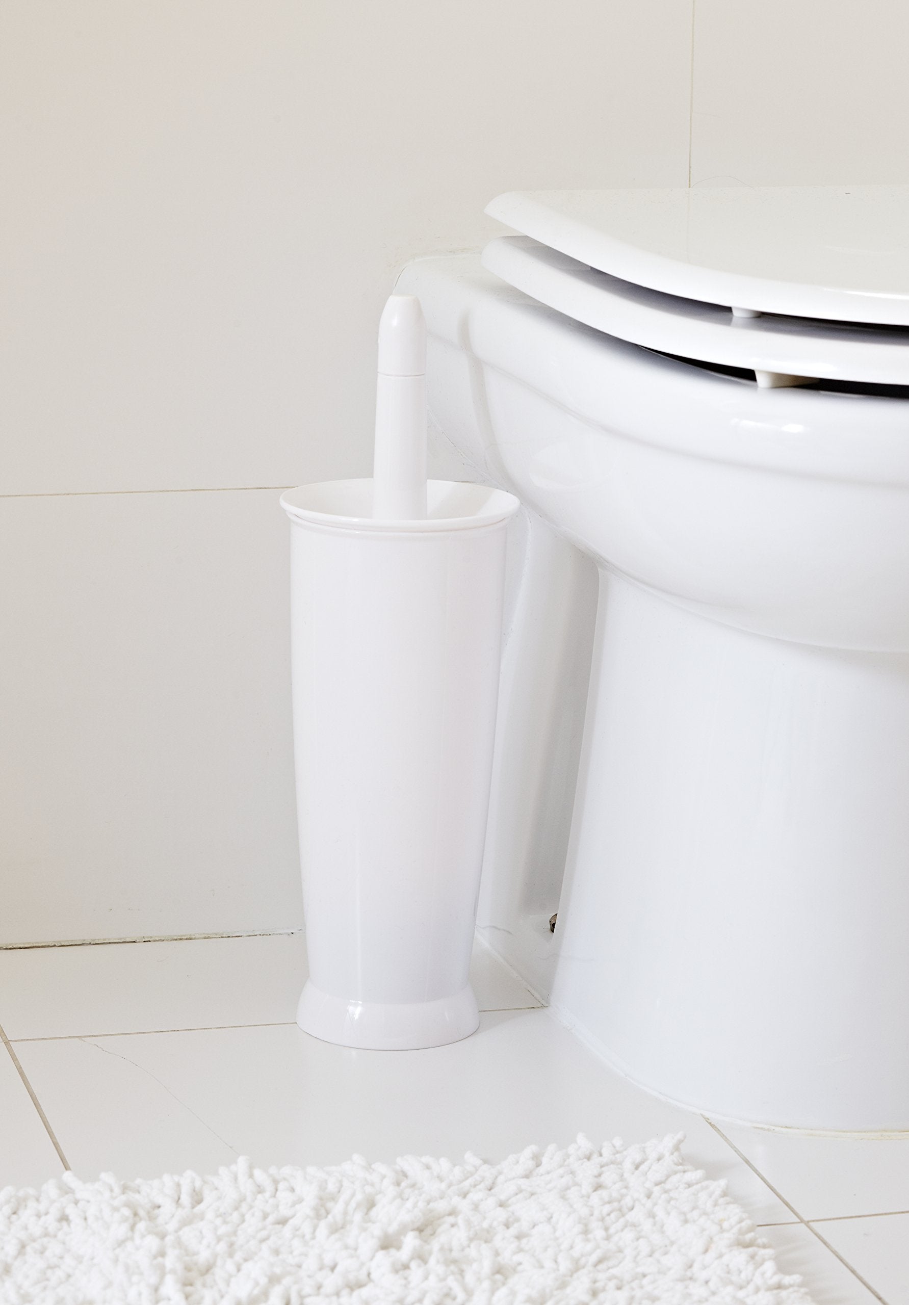 Addis Closed Toilet Brush Set - Hygienic Design | Plastic | White | 12.5 x 12.5 x 39 cm 2