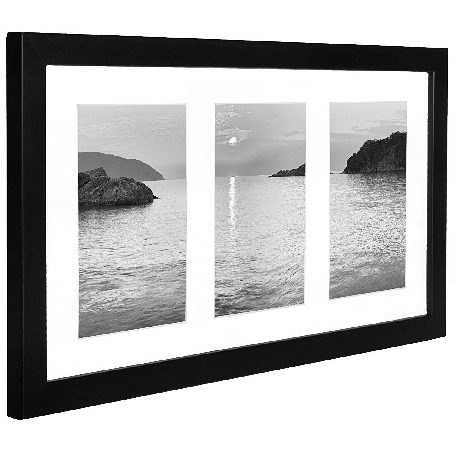 Americanflat Black 8x16 Collage Photo Frame for One 8x16 or Three 4x6 Photos | Shatter-Resistant Glass 8
