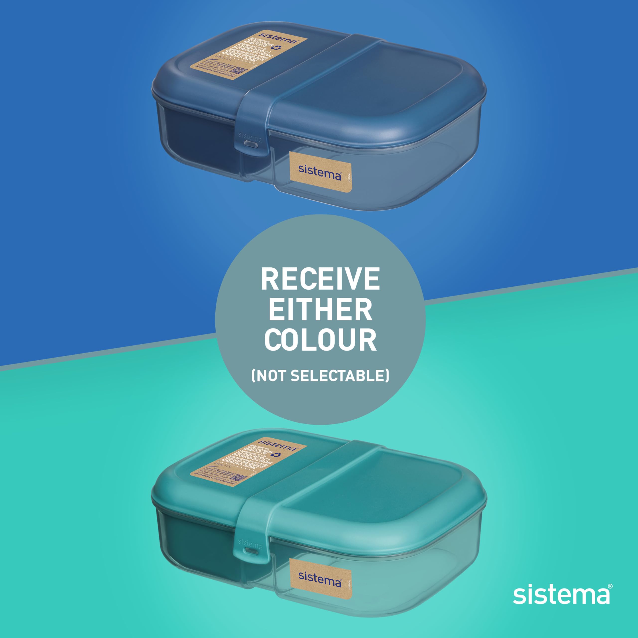 Sistema Ocean Bound Plastic Bento Box - 1.1 L Capacity | Teal/Blue | Microwave Safe 2