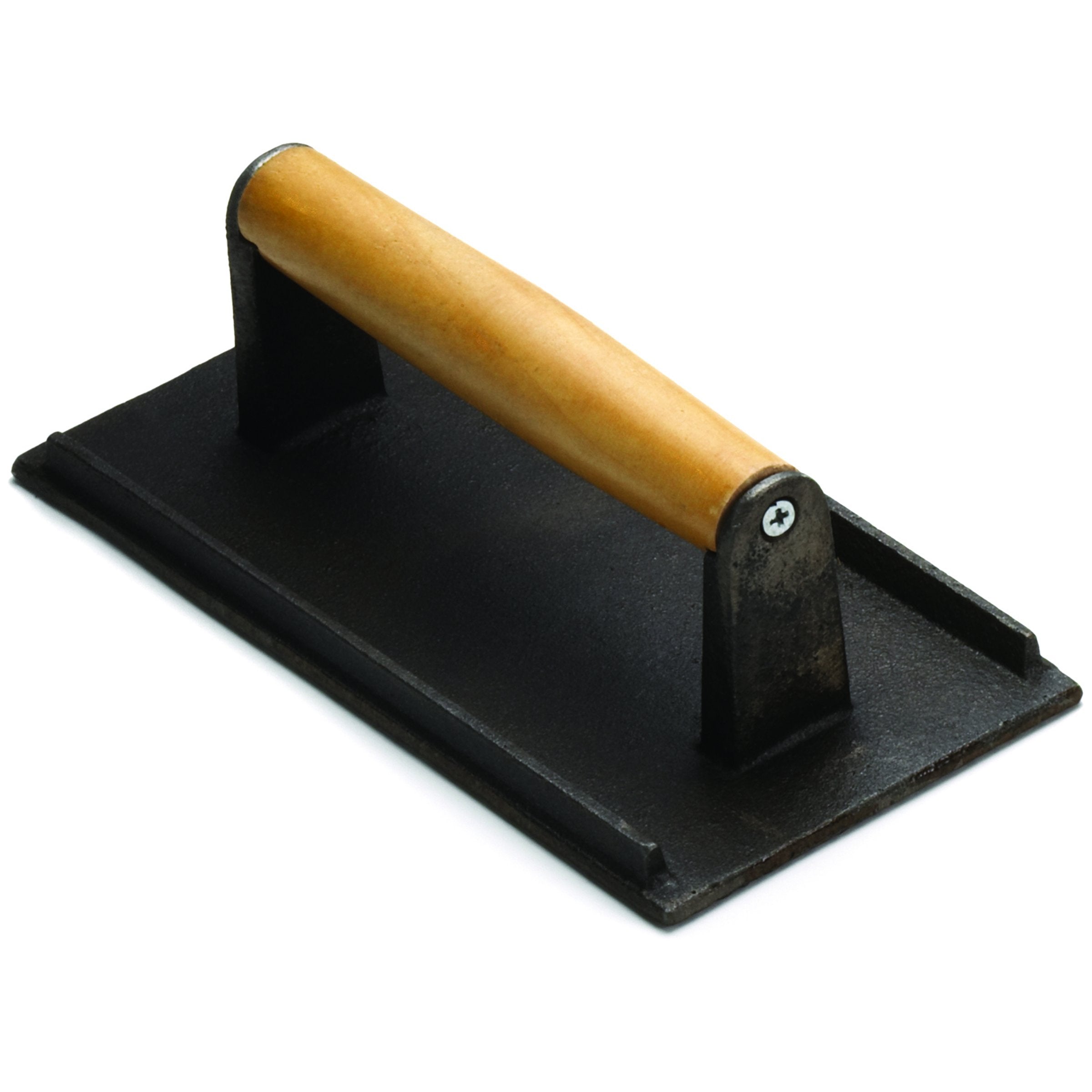 Tablecraft Cast Iron Steak Weight - Reduces Cooking Time | Cool Wood Handle | 1.06kg 1