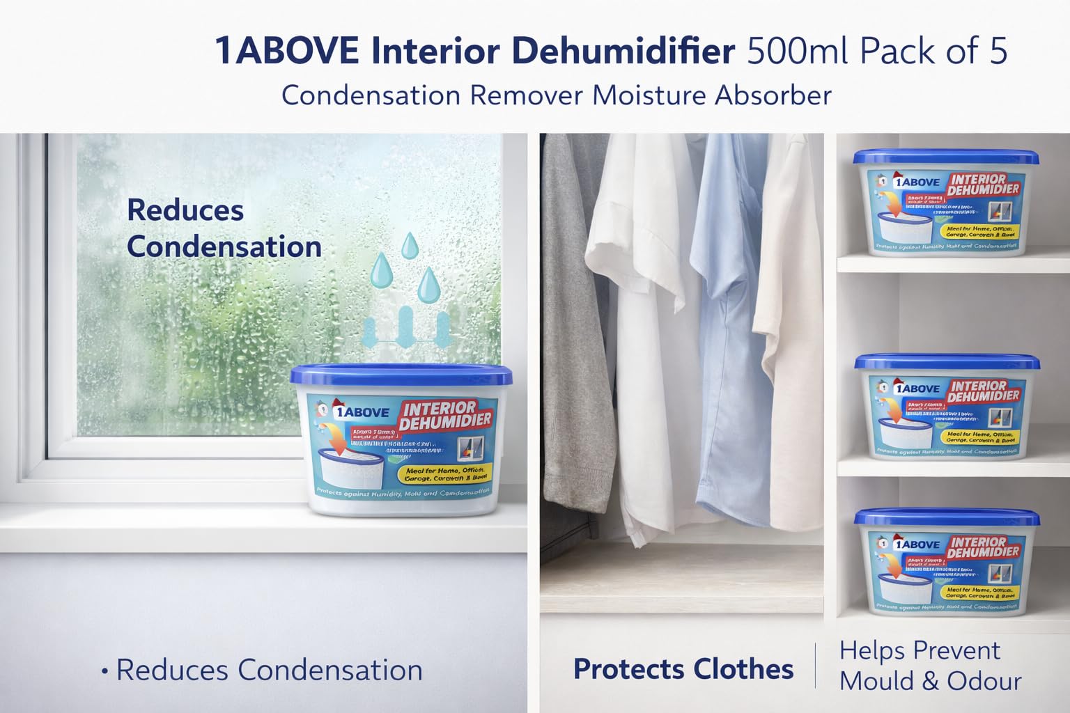 1ABOVE Dehumidifier - 500ml Capacity, Pack of 5 | Portable, Quiet Operation 4