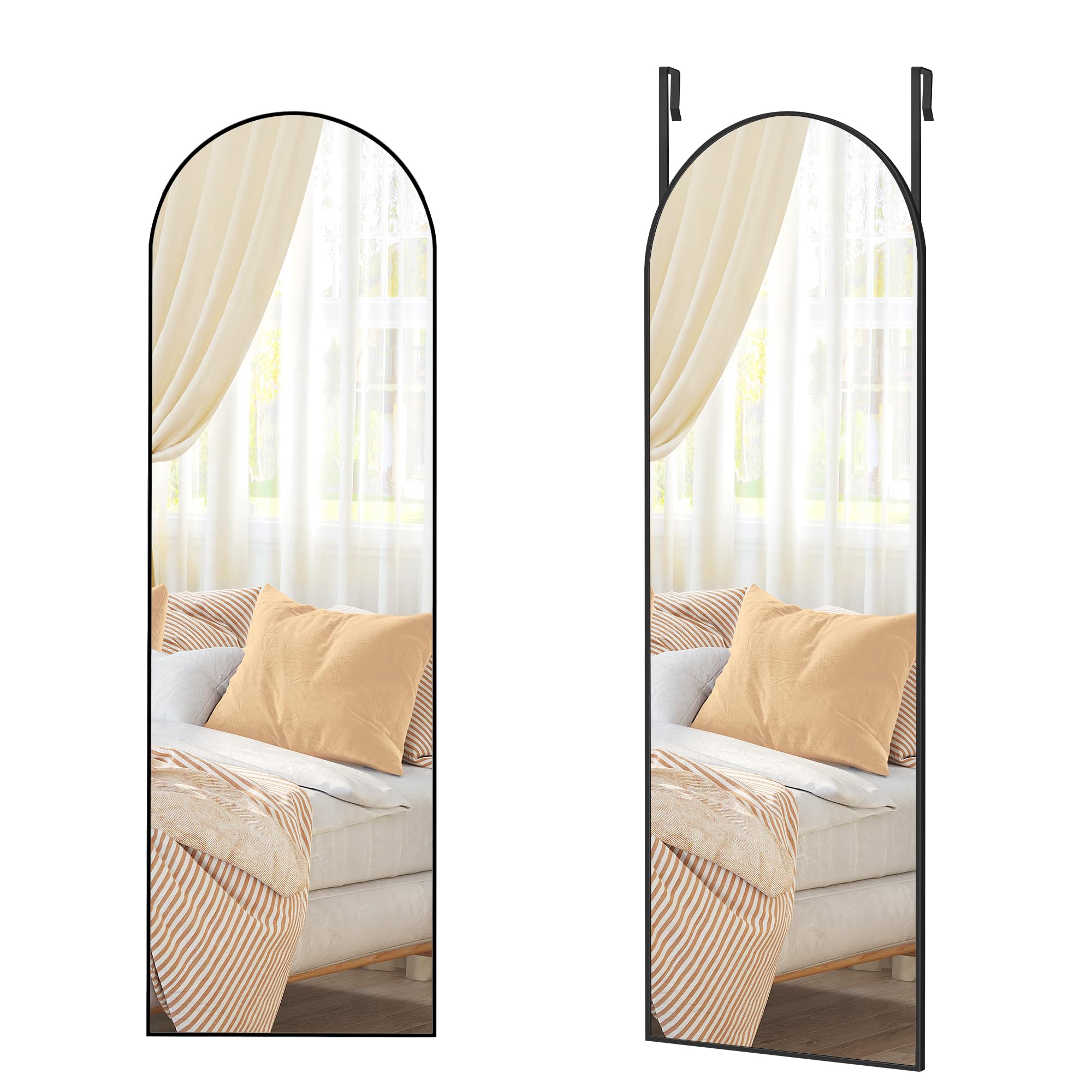SONGMICS Full Length Hanging Mirror - 120 x 40 cm Arched Body Mirror | Ink Black | Tempered Glass 1