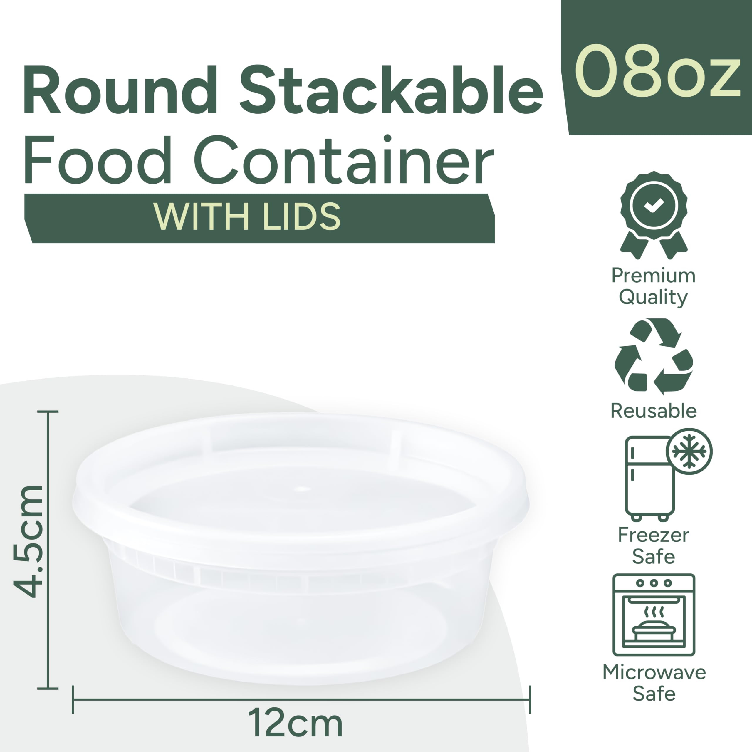 Zuvo Plastic Sauce Containers with Lids - 8 OZ (24 Pack) | BPA-Free, Microwave Safe