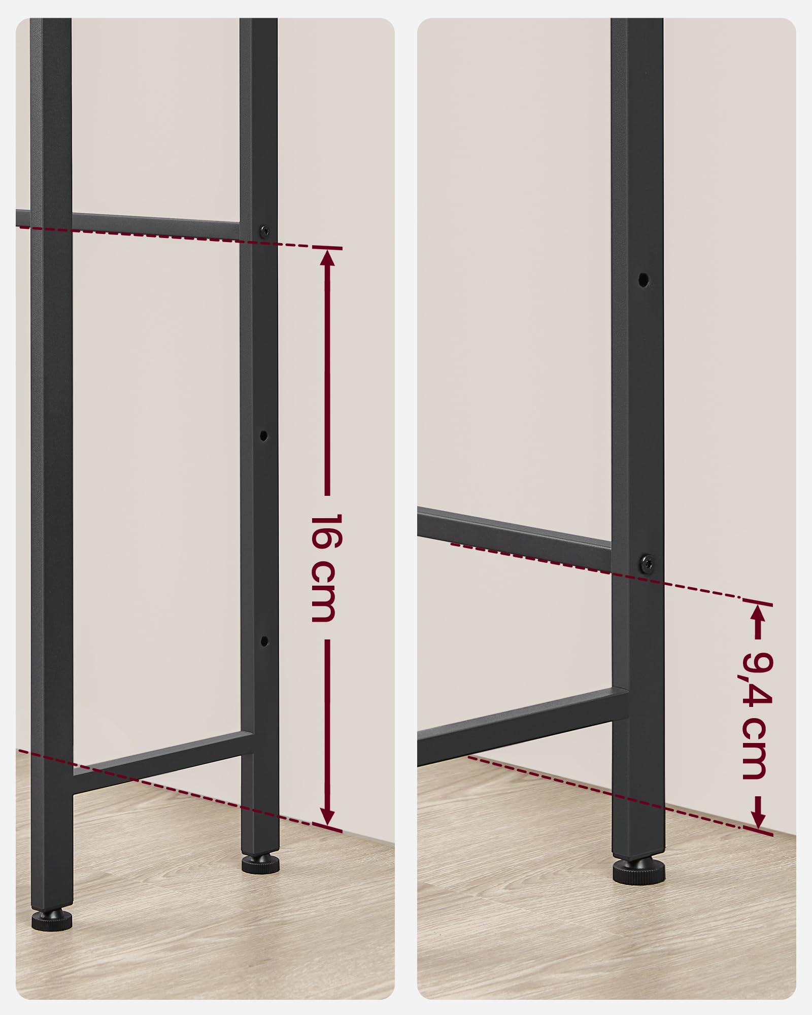 VASAGLE 3-Tier Over The Toilet Storage Rack - Space Saving, Industrial Style, Greige & Black | BTS002B02 9