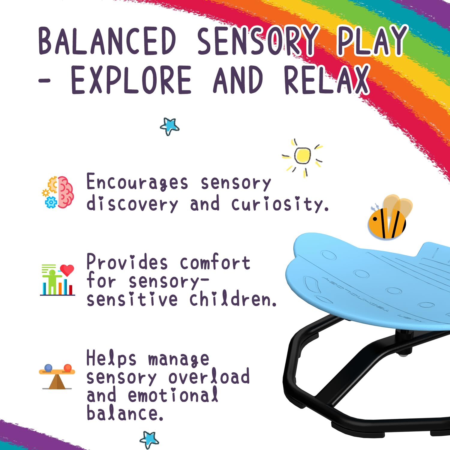 Evie Bee Sensory Spinning Desk Chair for Kids - 360° Swivel | ABS Material | Supports 100kg