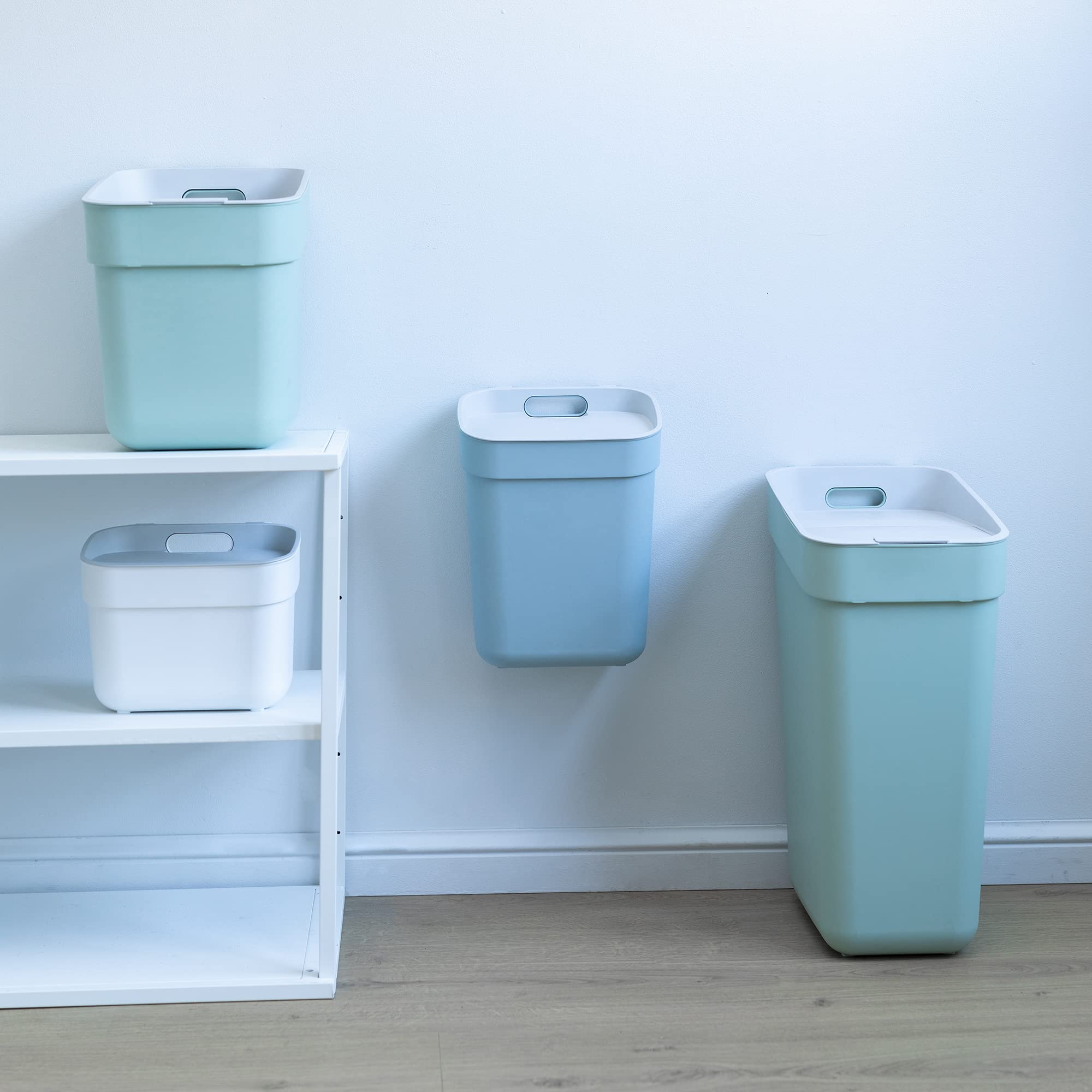 CURVER Ready to Collect 30L Indoor Recycling Bin | Stackable, Wall Mountable | Green/Light Grey Lid 5