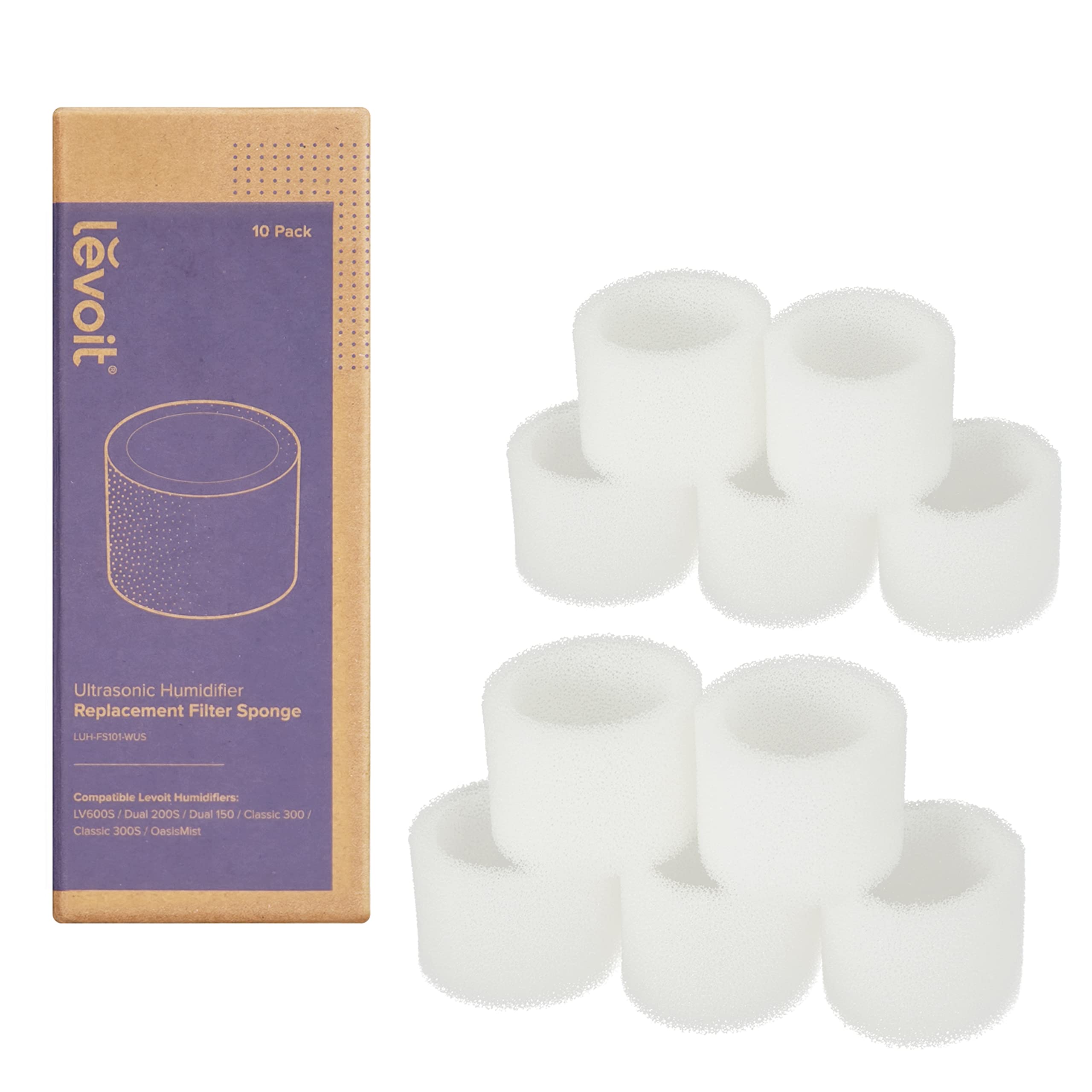 Levoit Humidifier Replacement Filters - 10 Pack | Captures Fine Particles | Gray Sponge Material 1