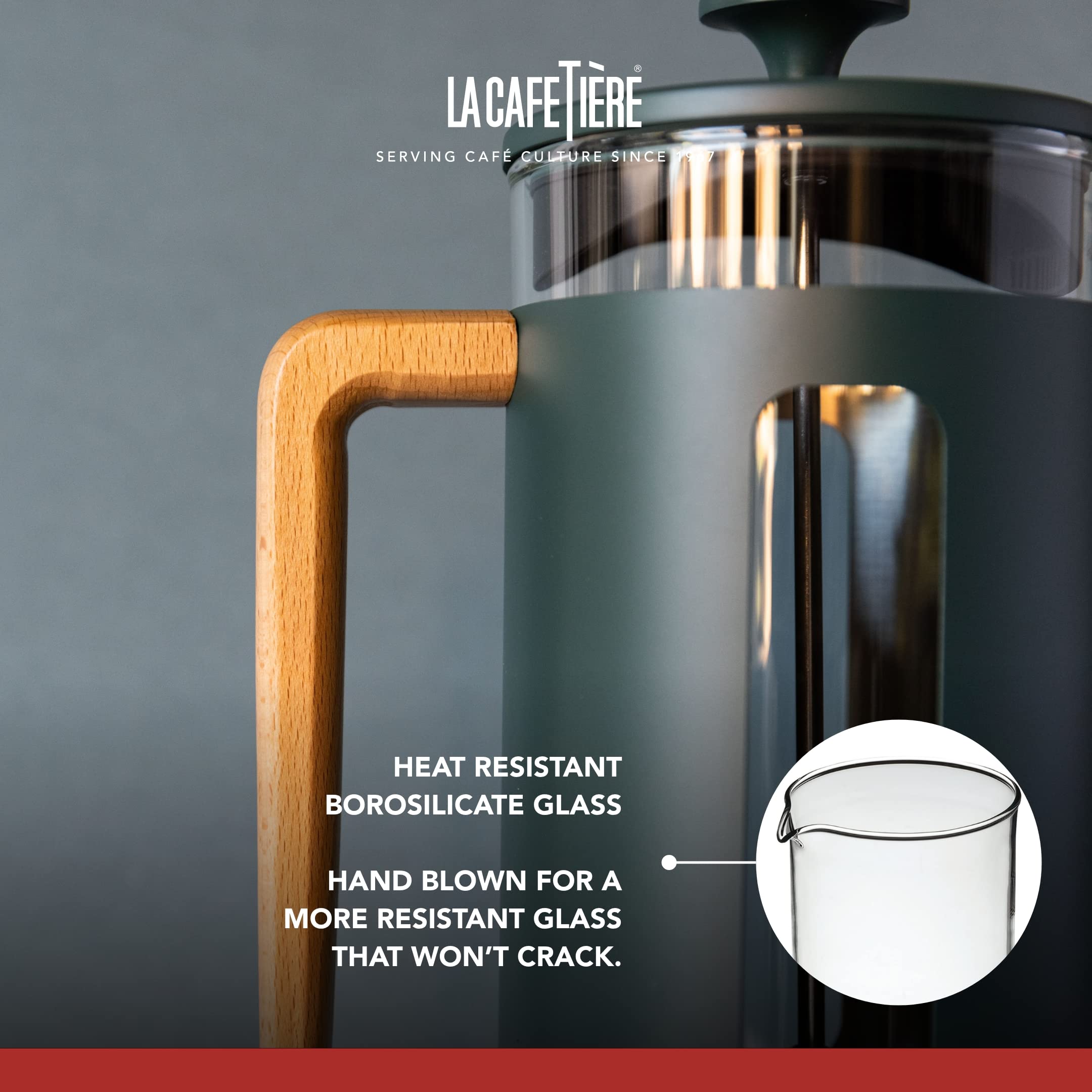 La Cafetière Pisa Stainless Steel French Press - 8 Cup (1L) | Green | Gift Boxed 5