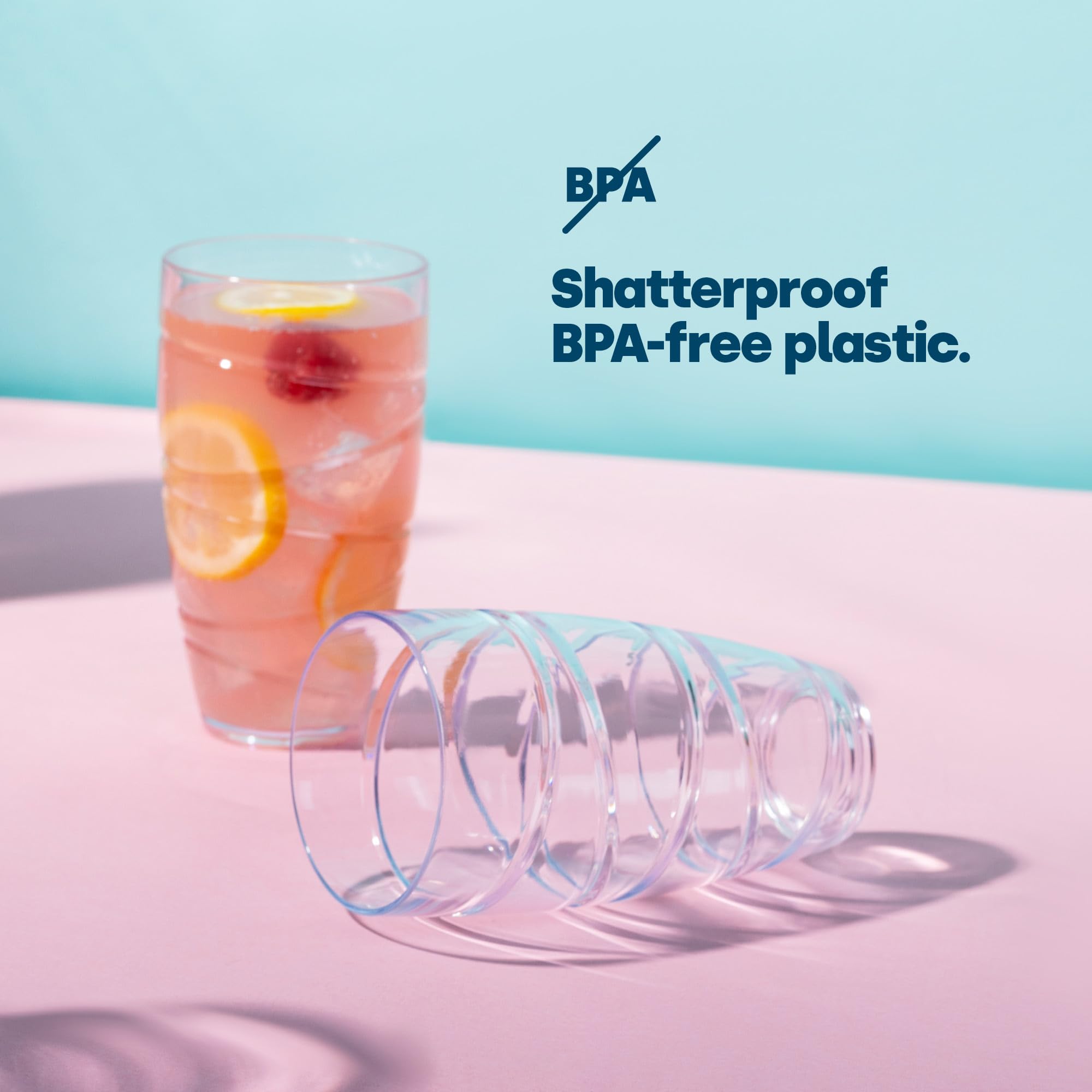 LIVIVO Set of 6 Hi Ball Plastic Acrylic Tumblers with Swirl Design | Break Resistant | BPA-Free 3