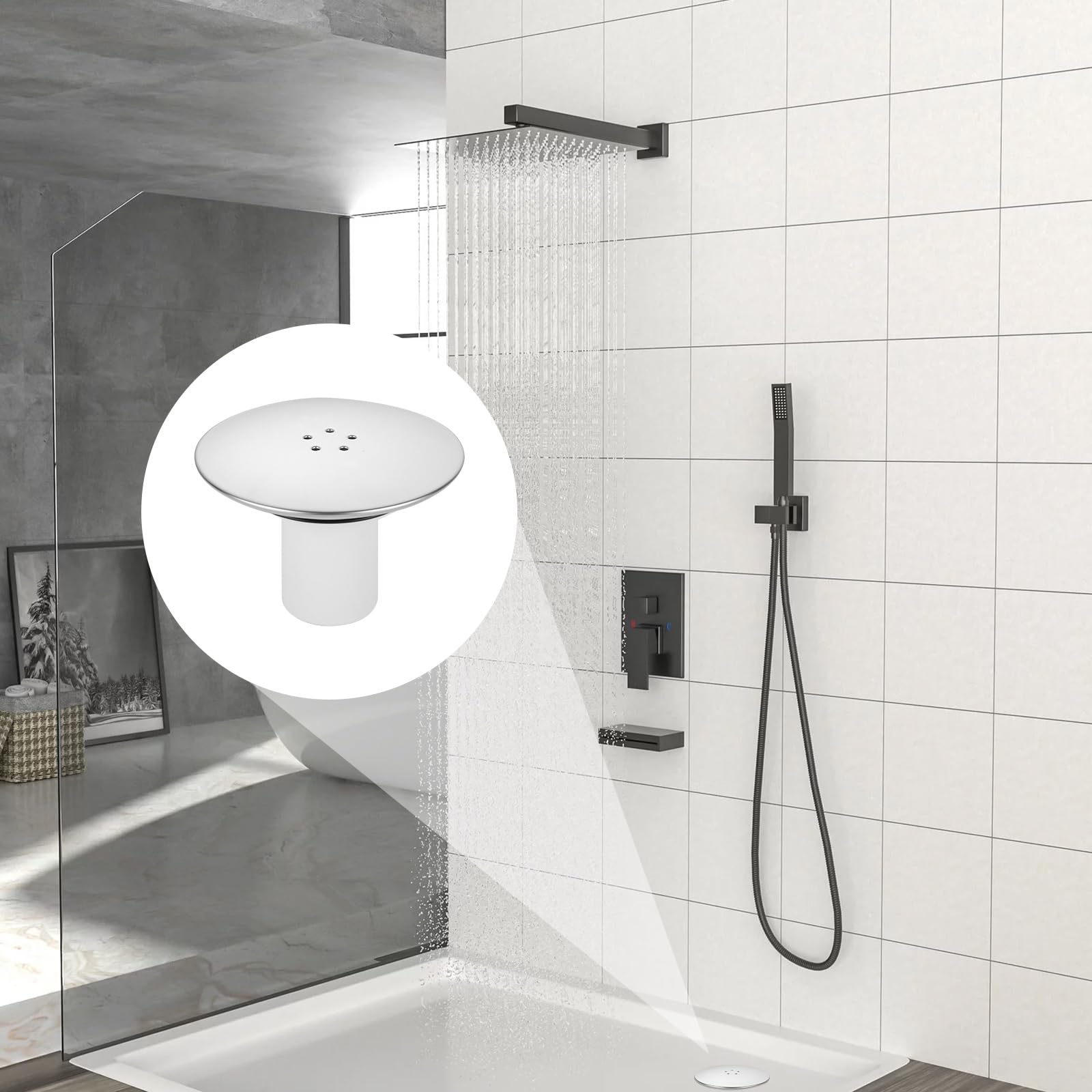 ASelected 2 Pack Shower Drain Cover Replacement - Chrome Finish, Fits 90mm Waste Hole 3