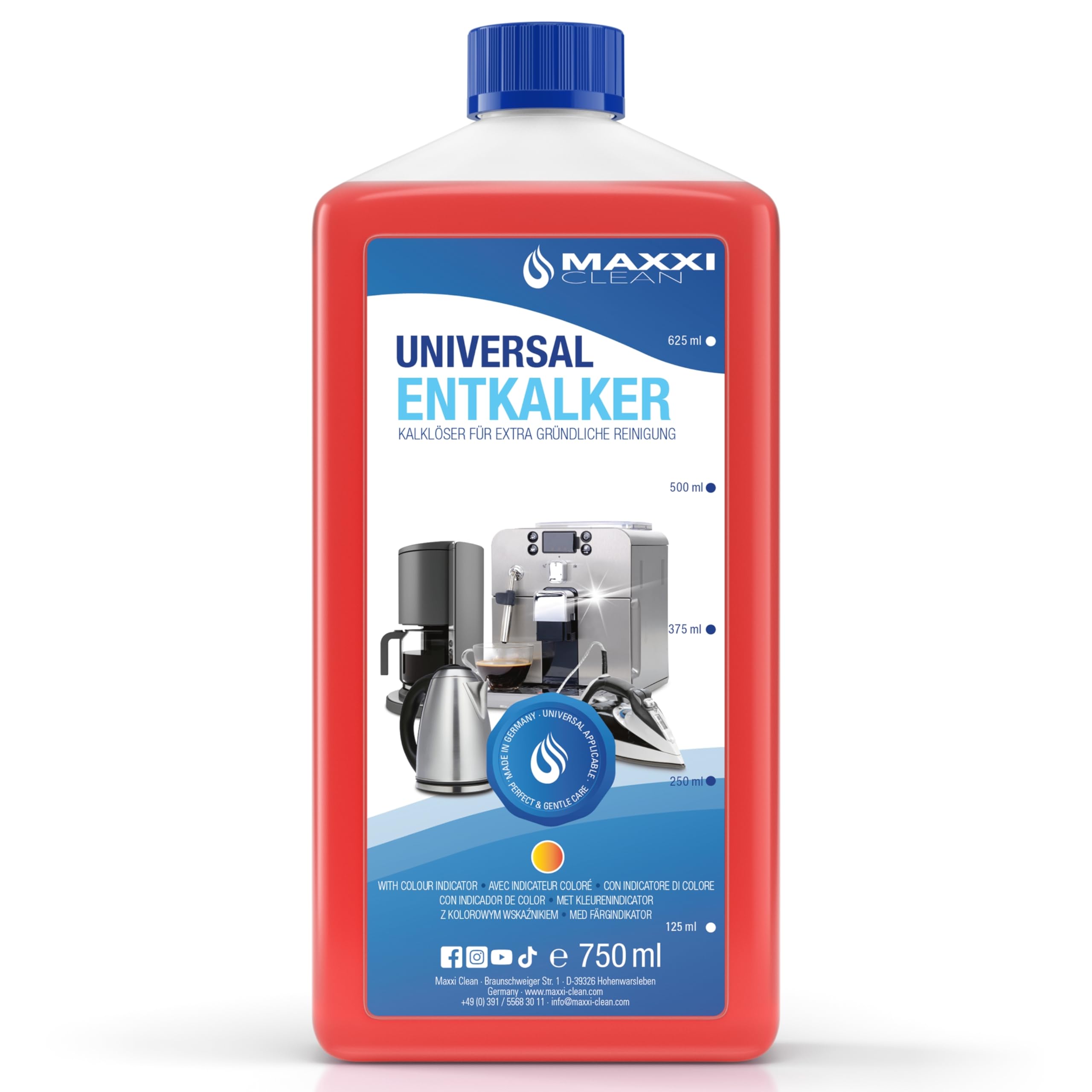 Maxxi Clean Universal Liquid Descaler - 750 ml | For Coffee Machines, Kettles & Household Appliances | Made in Germany 8
