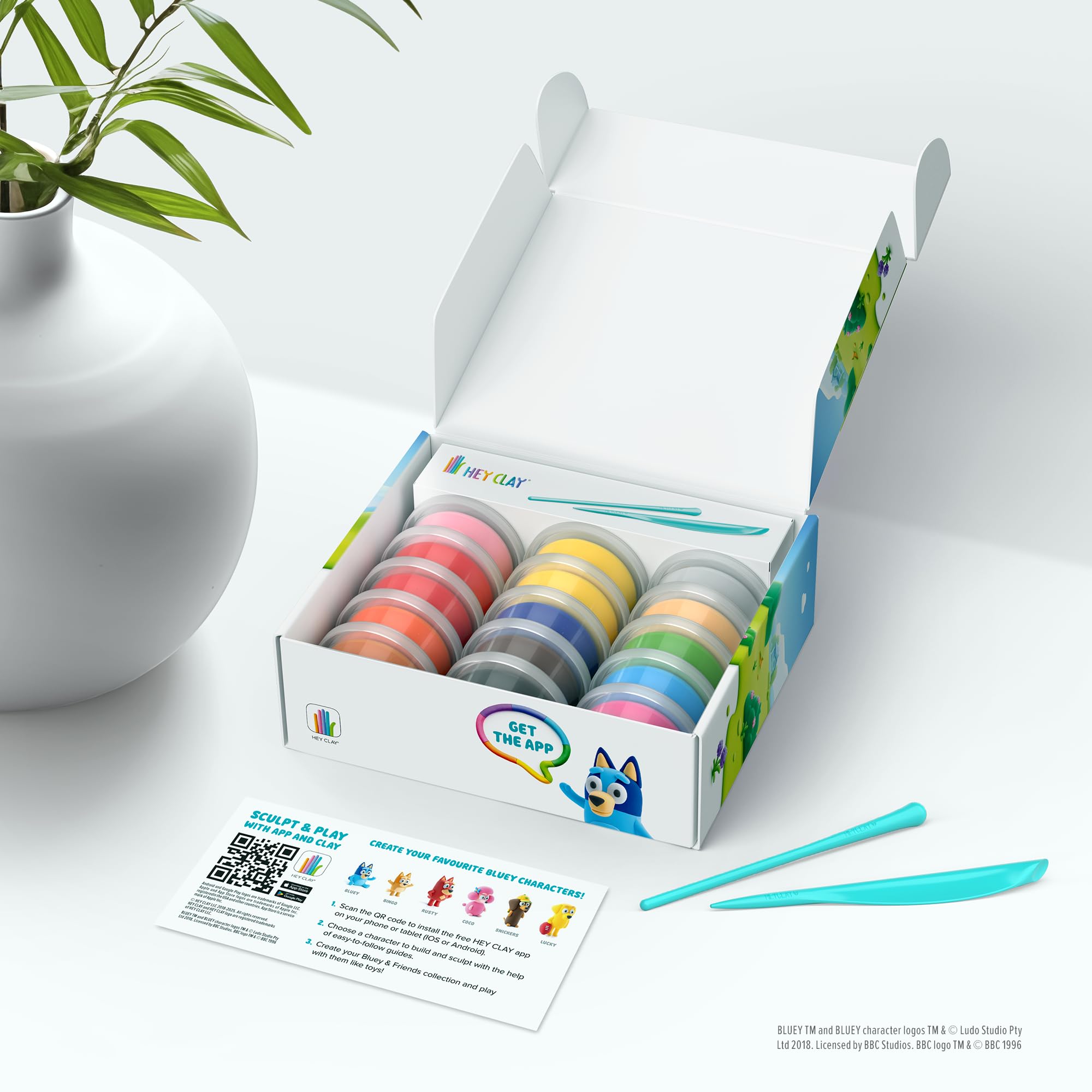 HEY CLAY Bluey & Friends Set - 15 Cans Air Dry Clay with Sculpting Tool | Ages 3+ 2