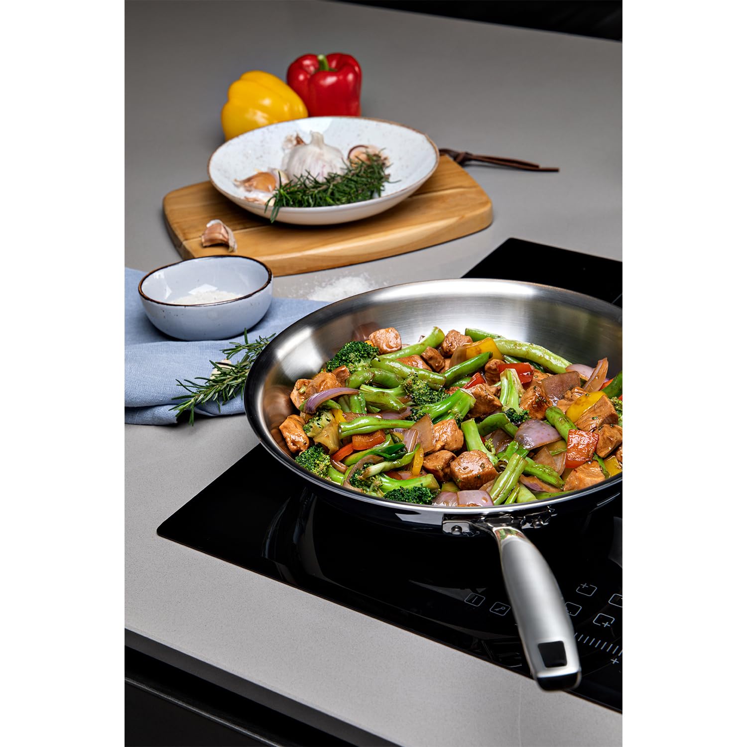 Tramontina Grano Frying Pan - 2.2L Stainless Steel Induction Compatible | 27cm Diameter 6