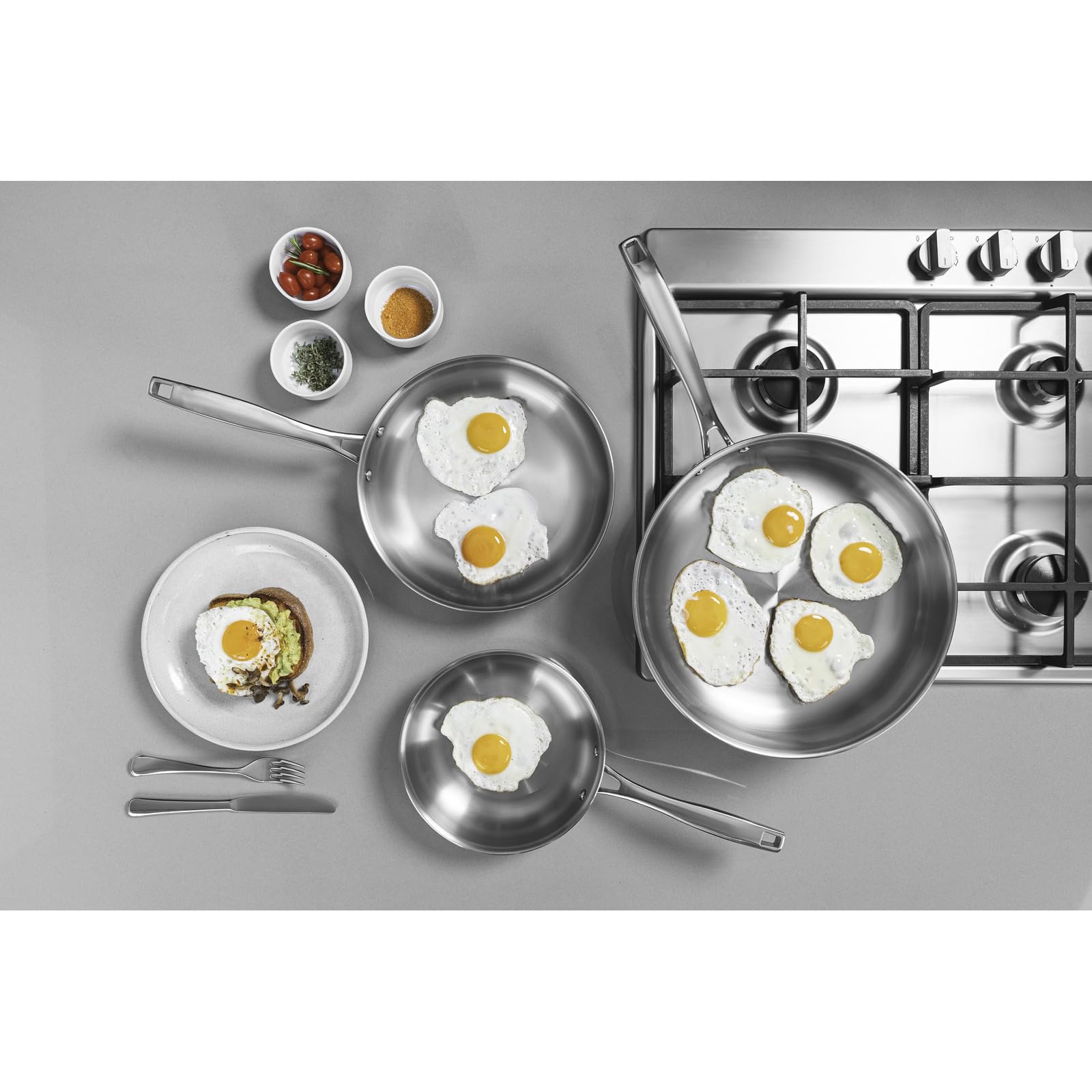 Tramontina Grano Frying Pan - 2.2L Stainless Steel Induction Compatible | 27cm Diameter 2