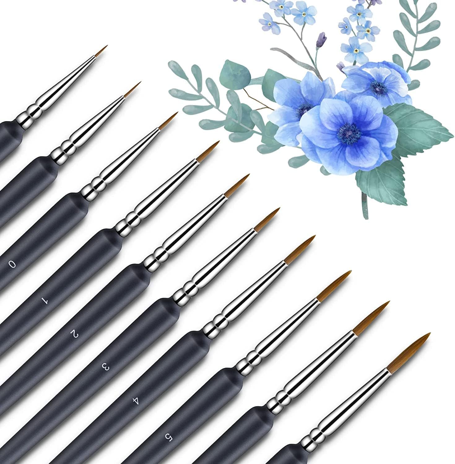 elzle Artist Paint Brushes - 10 PCS Miniature Fine Detail Set | Nylon Bristles | Ergonomic Wood Handle 1