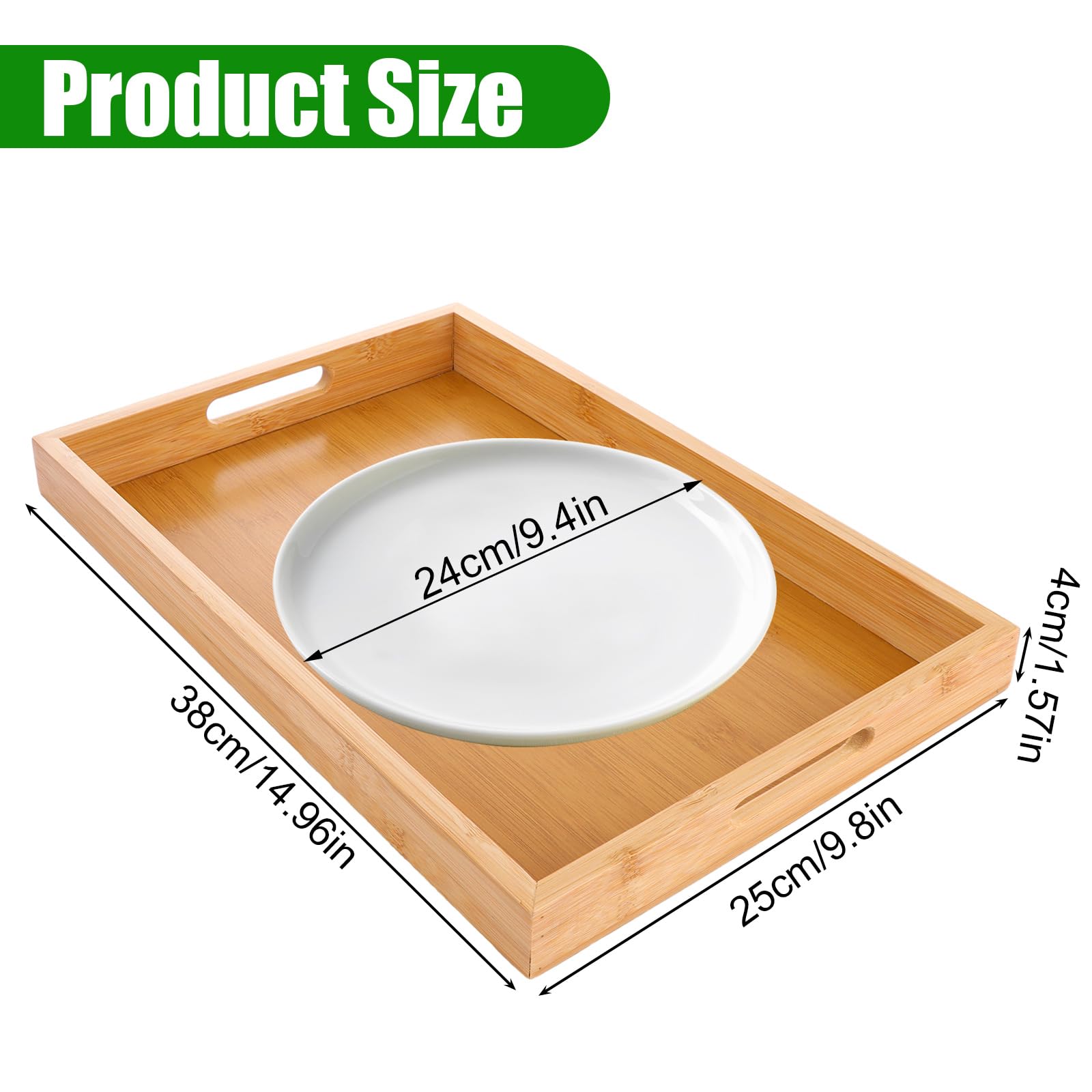 ASelected Bamboo Serving Platter with Handles | Rustic Style | 38 x 25 cm