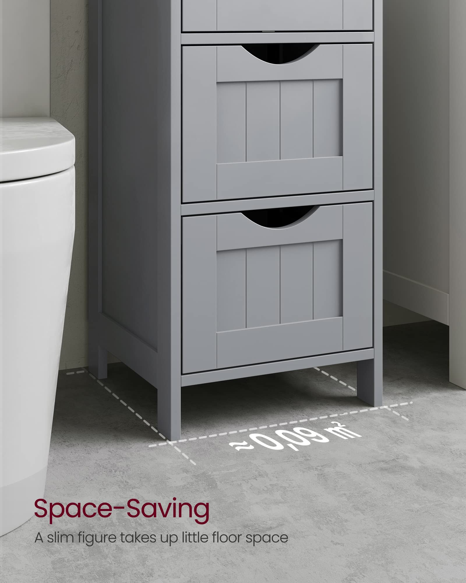 VASAGLE Bathroom Floor Storage Cabinet - 4 Drawers | Mystic Grey | 30 x 30 x 82 cm 5