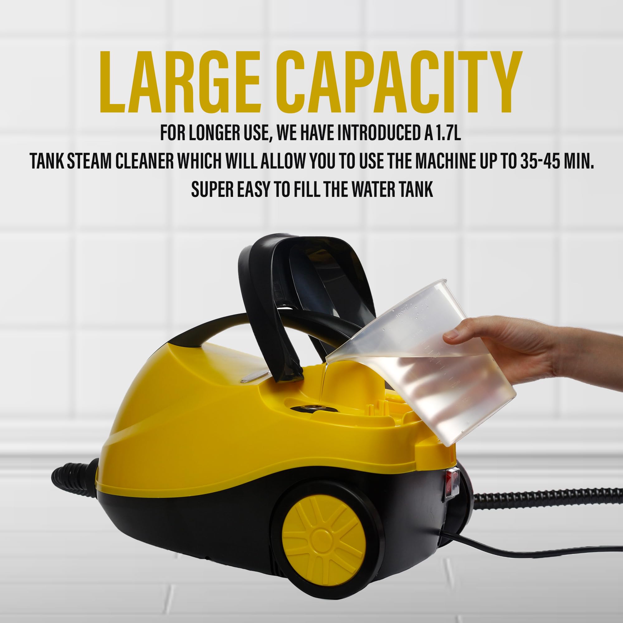 Belaco Handheld Steam Cleaner - 2000W High-Power, 4 Bar Pressure, Chemical-Free Cleaning | Yellow 6