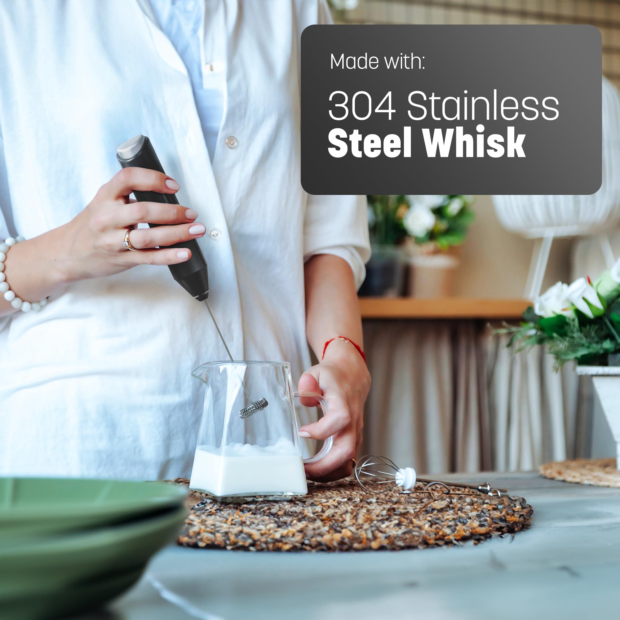 KEPLIN Handheld Milk Frother - Stainless Steel Electric Whisk | Portable | Black 6