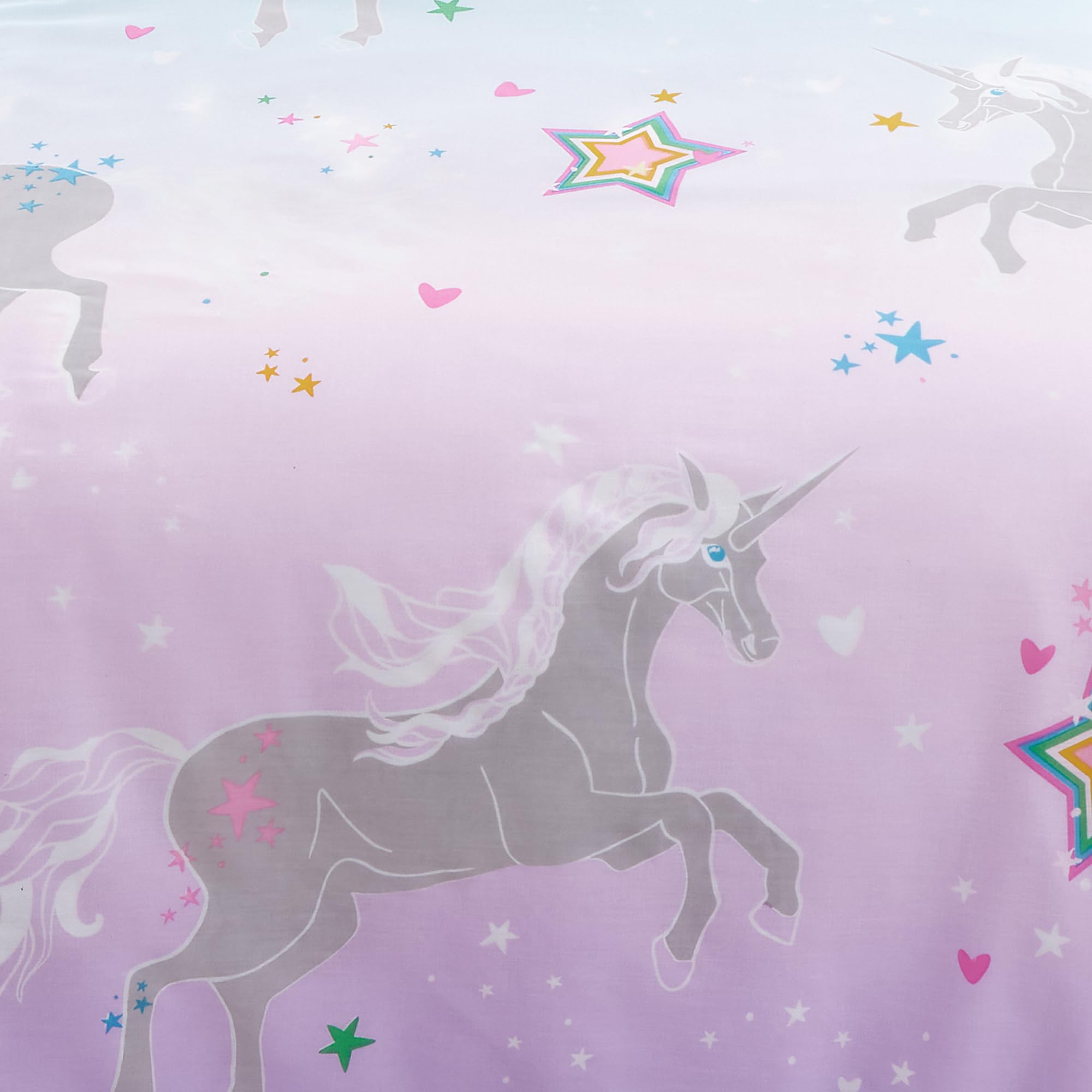 Bedlam Glow in the Dark Unicorn Duvet Cover Set - Single Size (135x200cm) - Lilac 4
