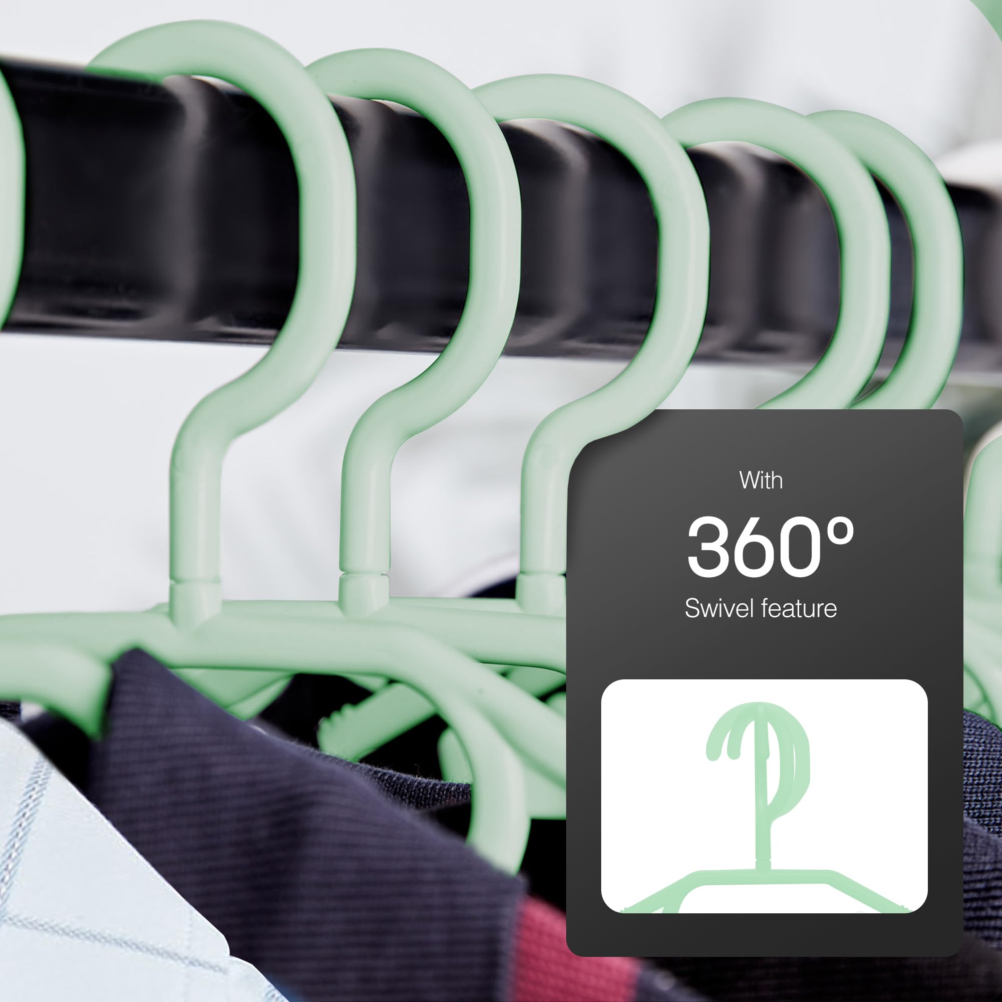 KEPLIN Space Saving Plastic Coat Hangers - Mint Green | 20 Pack | Heavy Duty 5